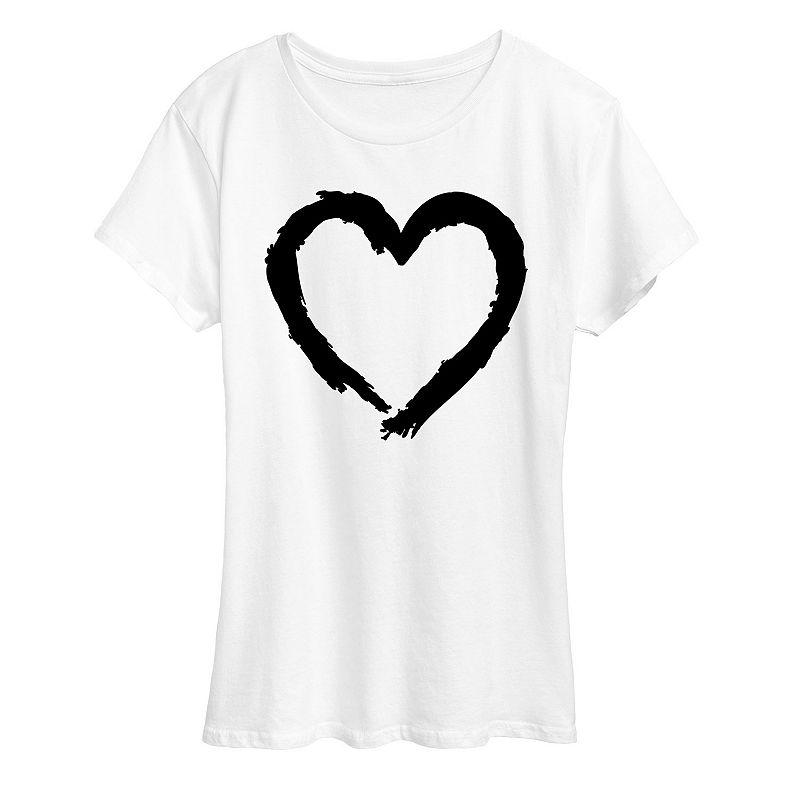 Women's Paintbrush Stroke Heart Graphic Tee,  Product Image
