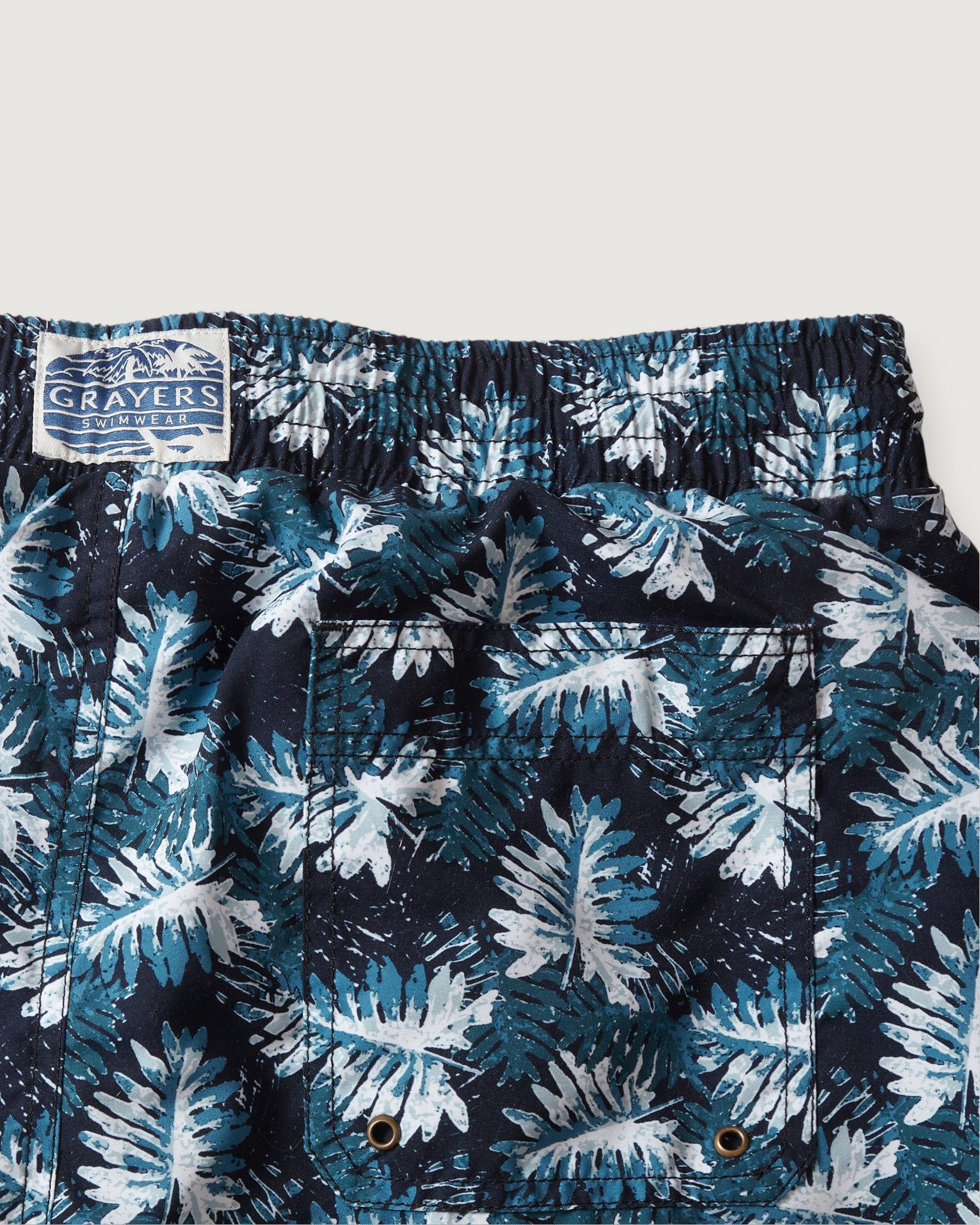 Blue Palms Eco Swim Trunk 6" - Navy Green Leaf Product Image