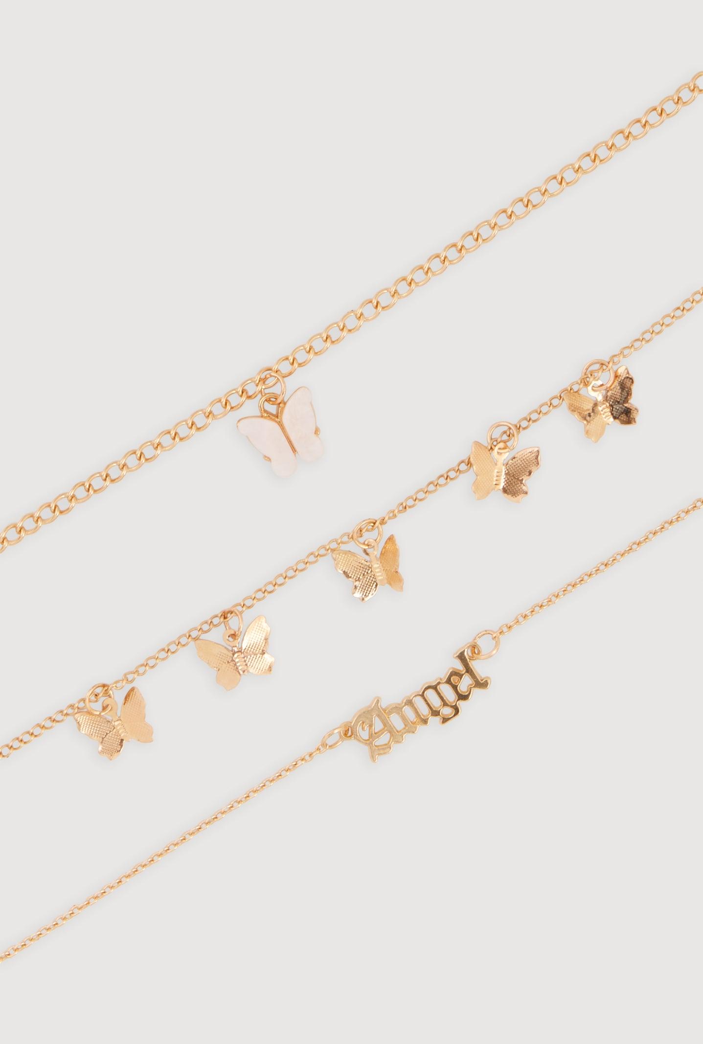 Angel Butterfly Charm Anklet Trio Unisex Product Image