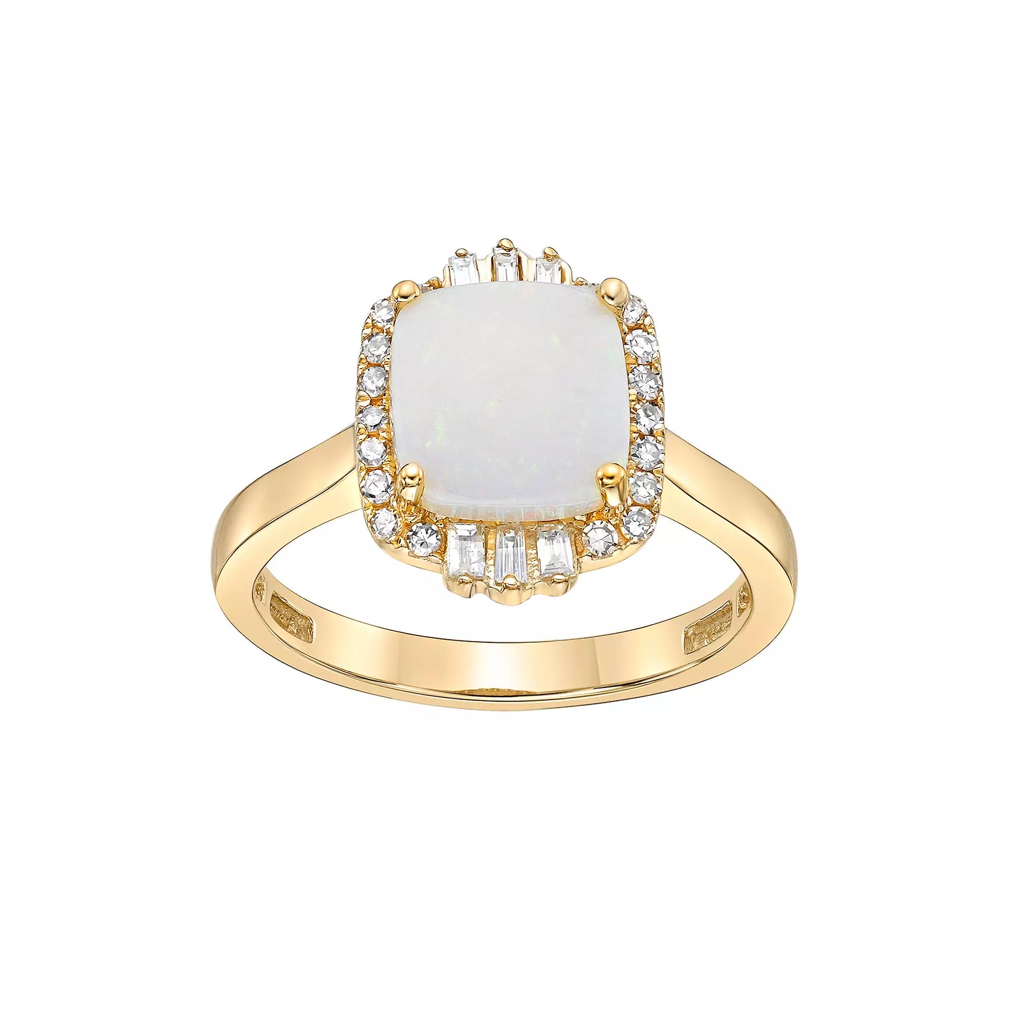 Gemminded 10k Gold 1/4 Carat T.W. Diamond & Opal Ring, Women's, Size: 8 Product Image