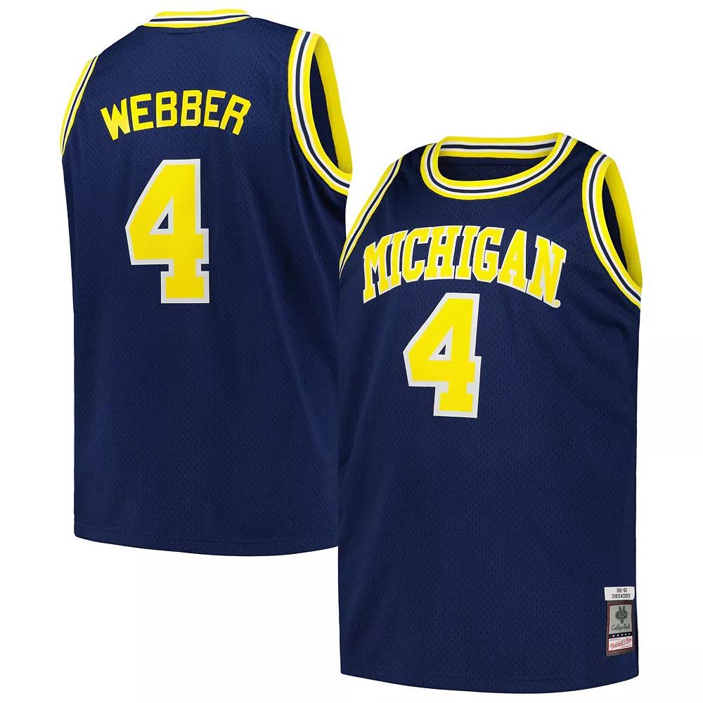 Men's Mitchell & Ness Chris Webber Navy Michigan Wolverines Big & Tall Swingman Jersey, Size: 2XLT, Blue Product Image