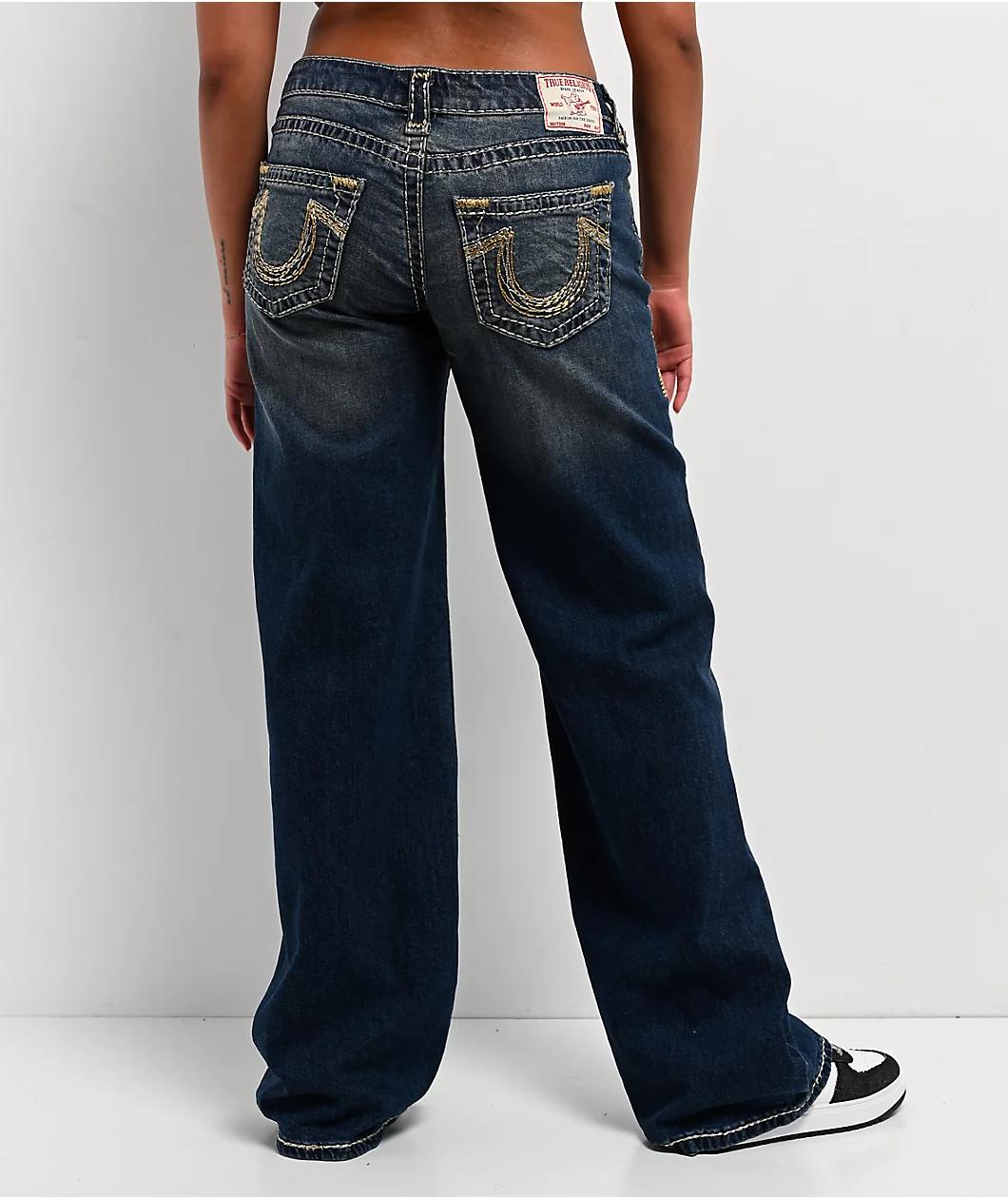 True Religion Bobbi Sparkle Glow Low Rise Super T Blue Baggy Jeans Product Image