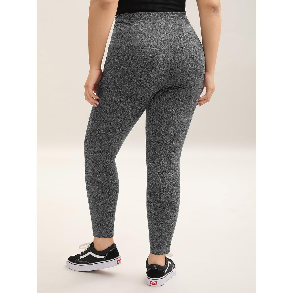 Plus Size Adjustable Waist Tie Stretchy Leggings Women DarkGray Medium stretch Skinny Mid Rise Everyday-Casual Leggings BloomChic 26/4X Product Image