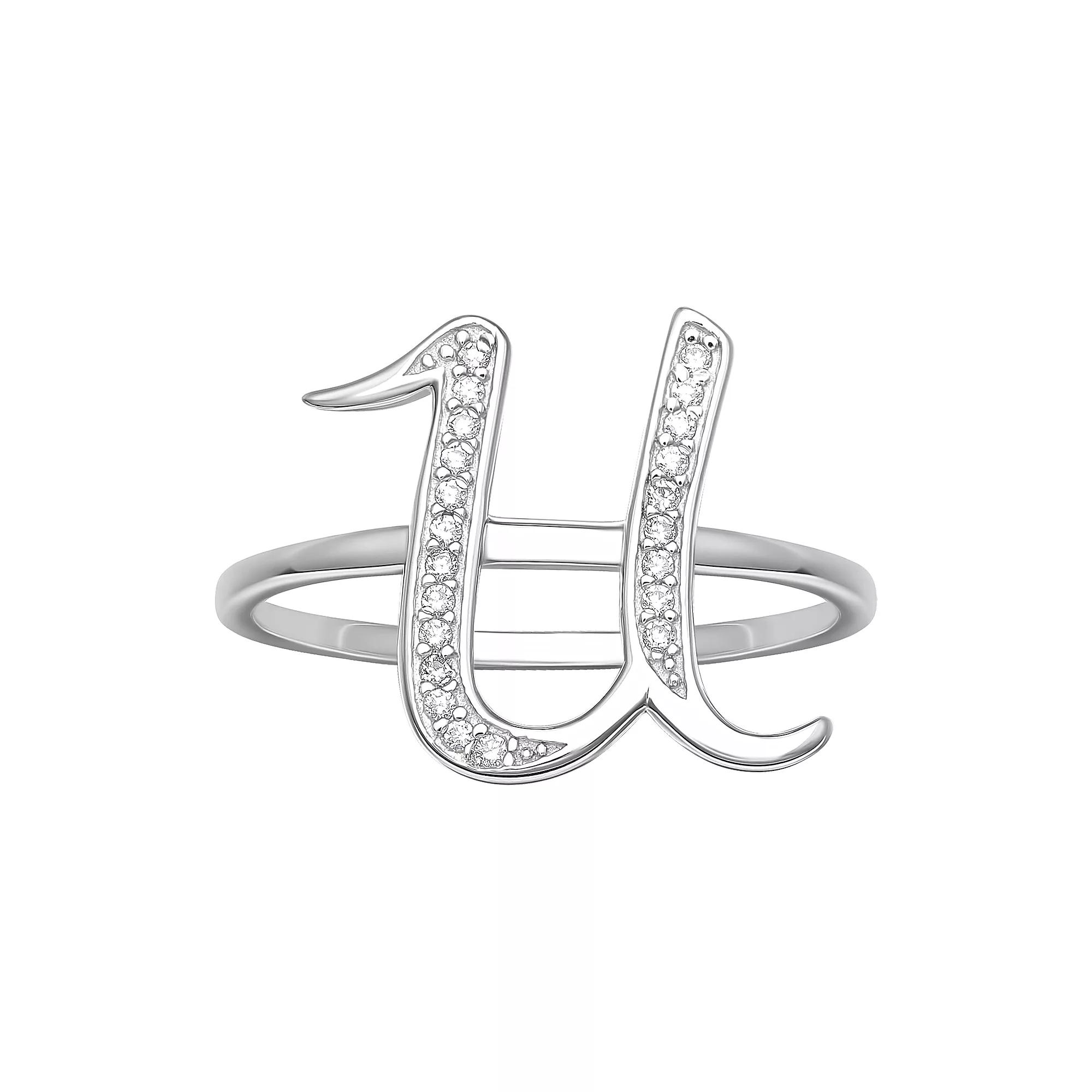 PRIMROSE Sterling Silver Cubic Zirconia Initial Ring, Women's, Size: 8, Sterling Silver X Product Image