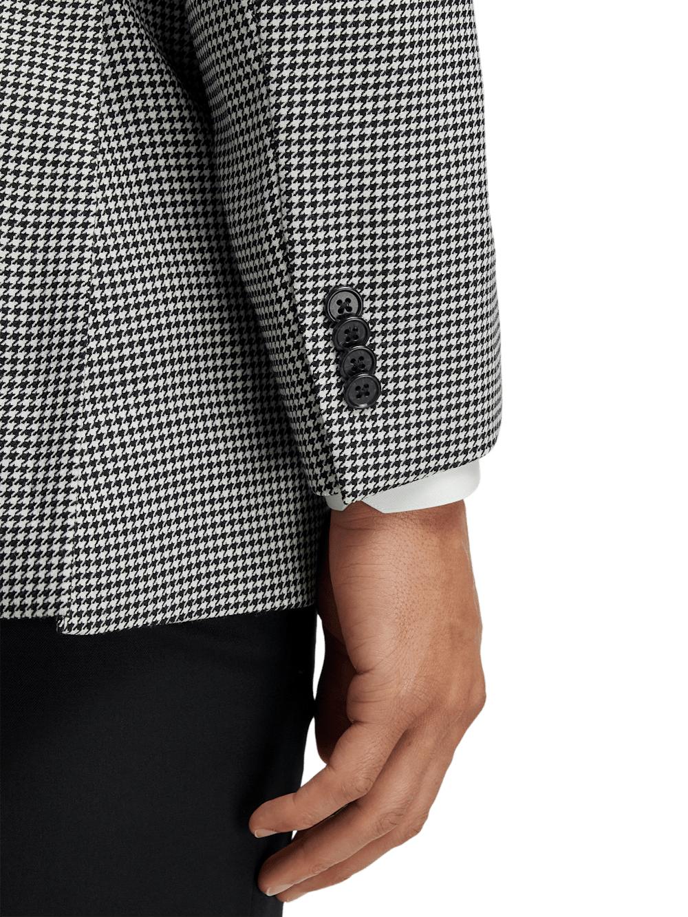 Wool Houndstooth Single Breasted Peak Lapel Sport Coat - Black/white Product Image