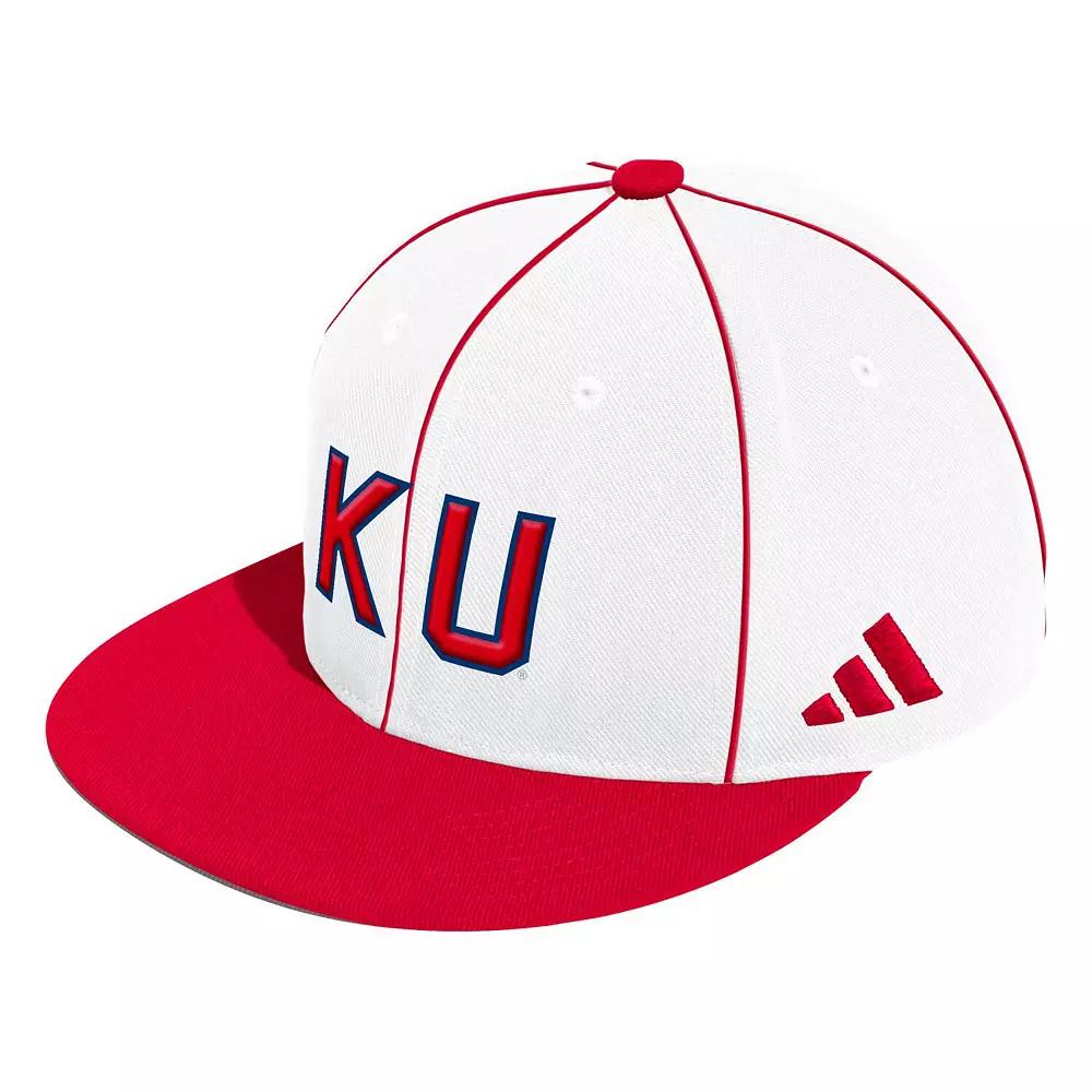 Men's adidas White Kansas Jayhawks On-Field Baseball Fitted Hat, Size: 7 3/4 Product Image