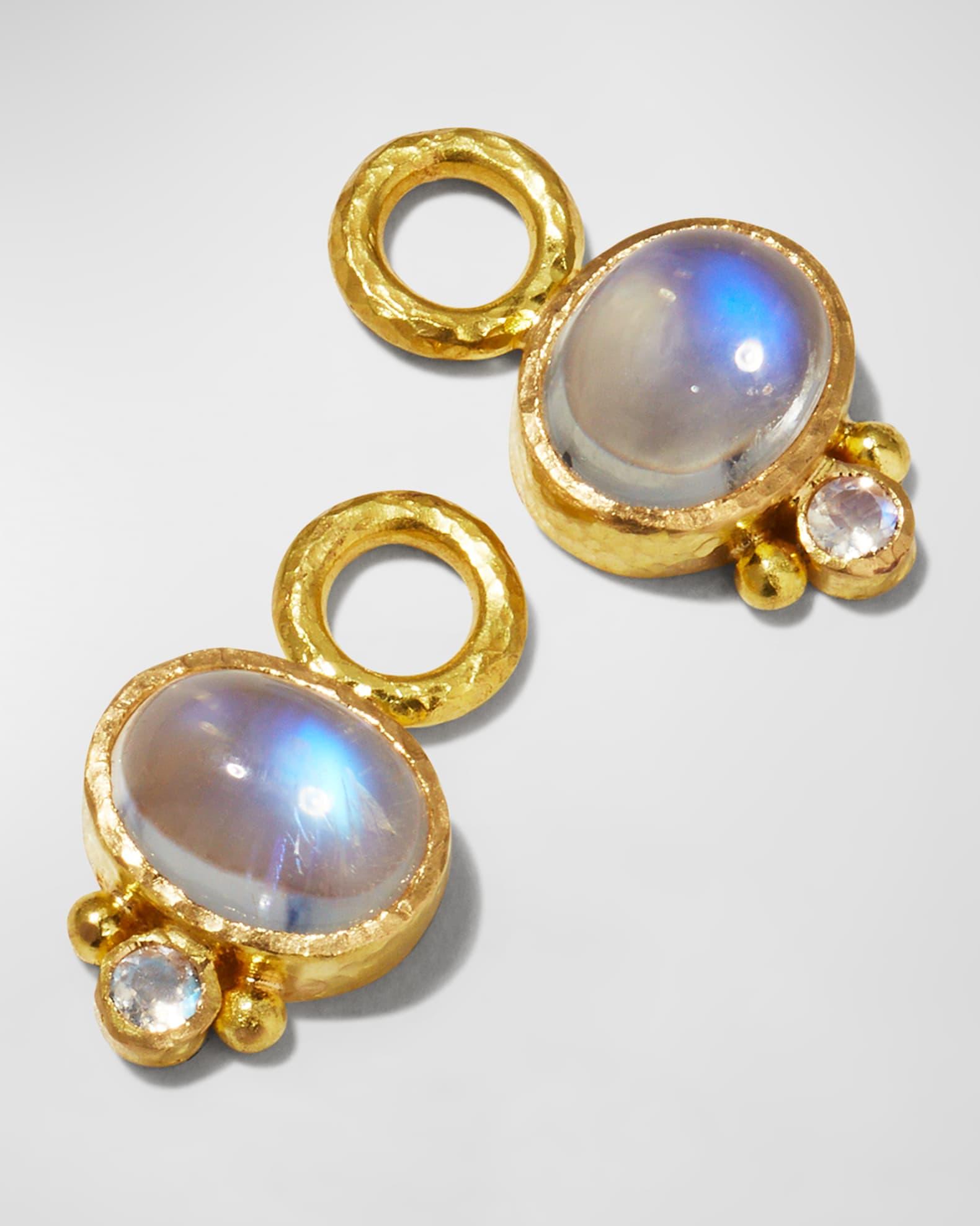 19k Cabochon Moonstone Earring Pendants Product Image