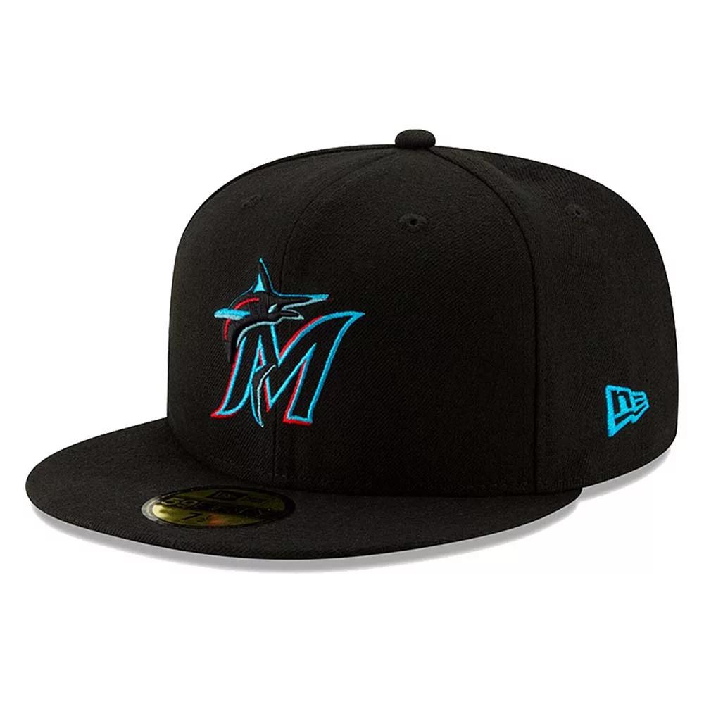 Men's New Era Miami Marlins Black On-Field Authentic Collection 59FIFTY Fitted Hat,  Product Image