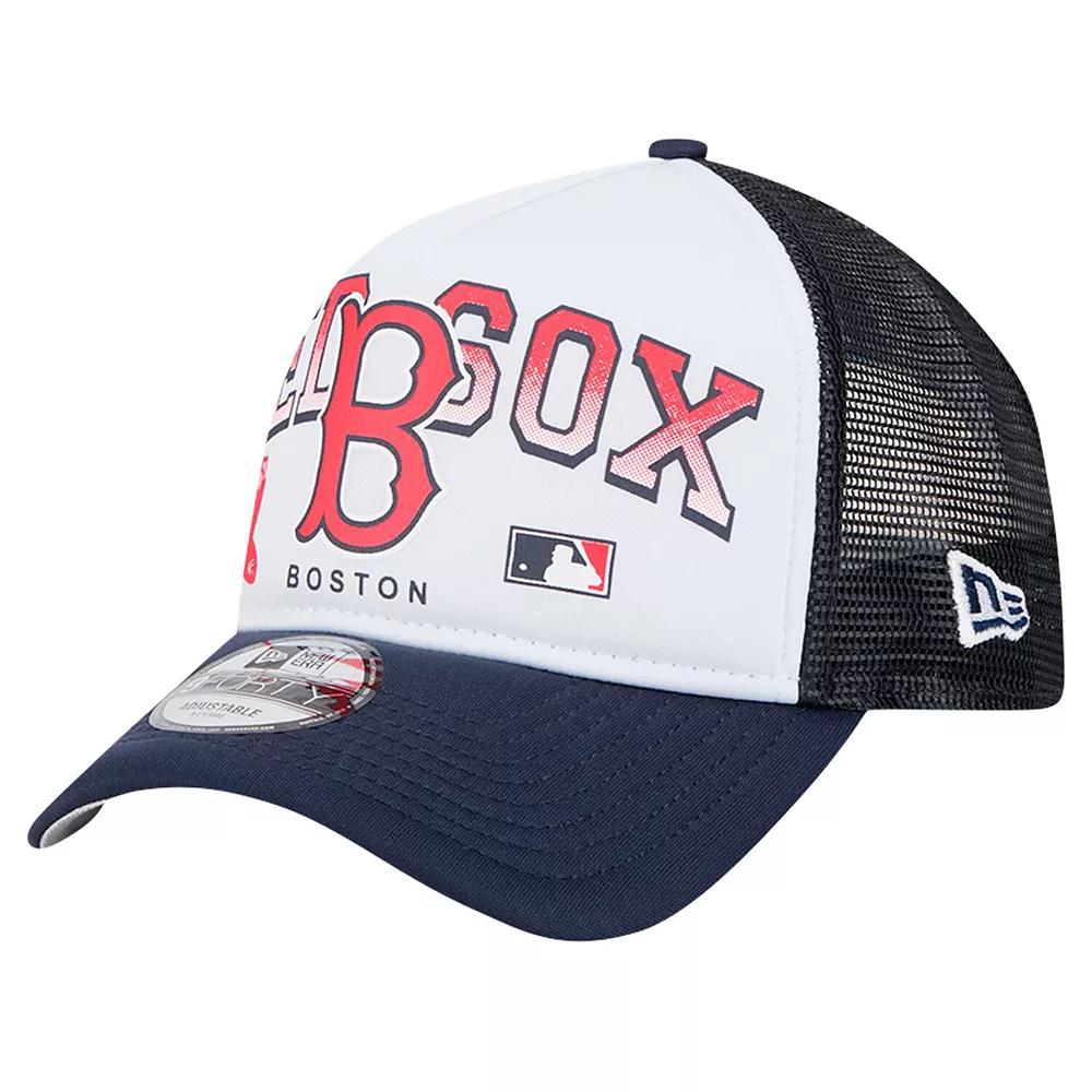 Men's New Era White Boston Red Sox Retro Wordmark 9FORTY A-Frame Trucker Adjustable Hat Product Image