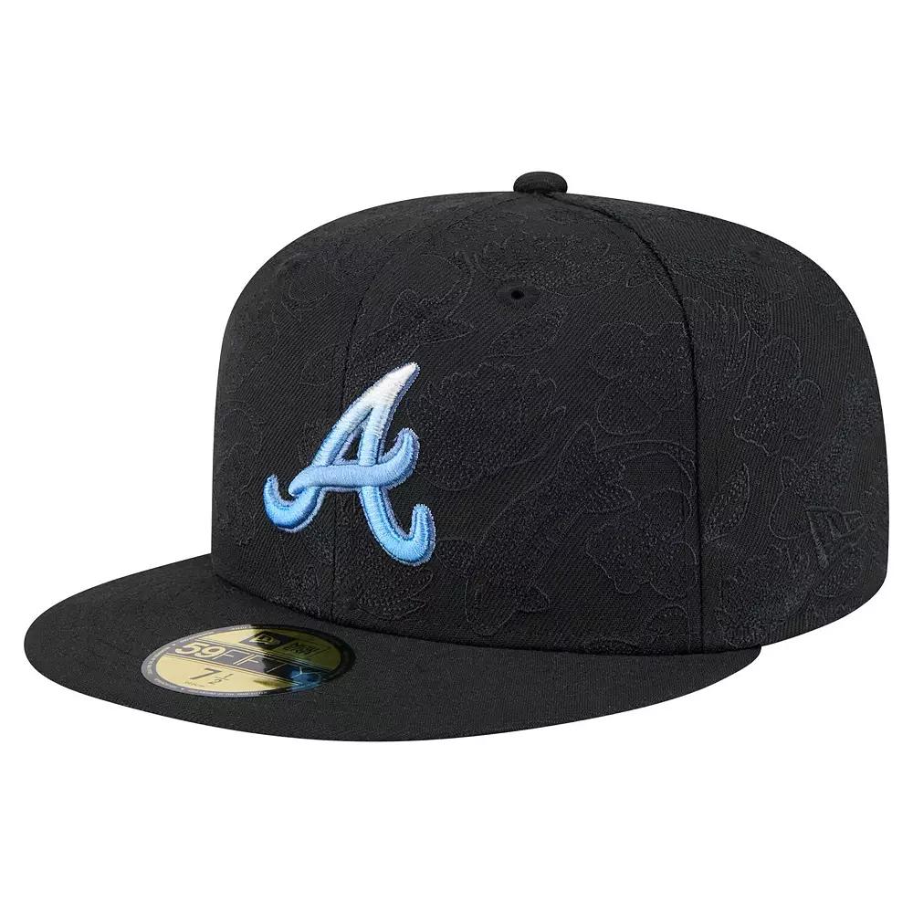 Men's New Era Black Atlanta Braves Tonal Koi 59FIFTY Fitted Hat, Size: 7 1/2 Product Image