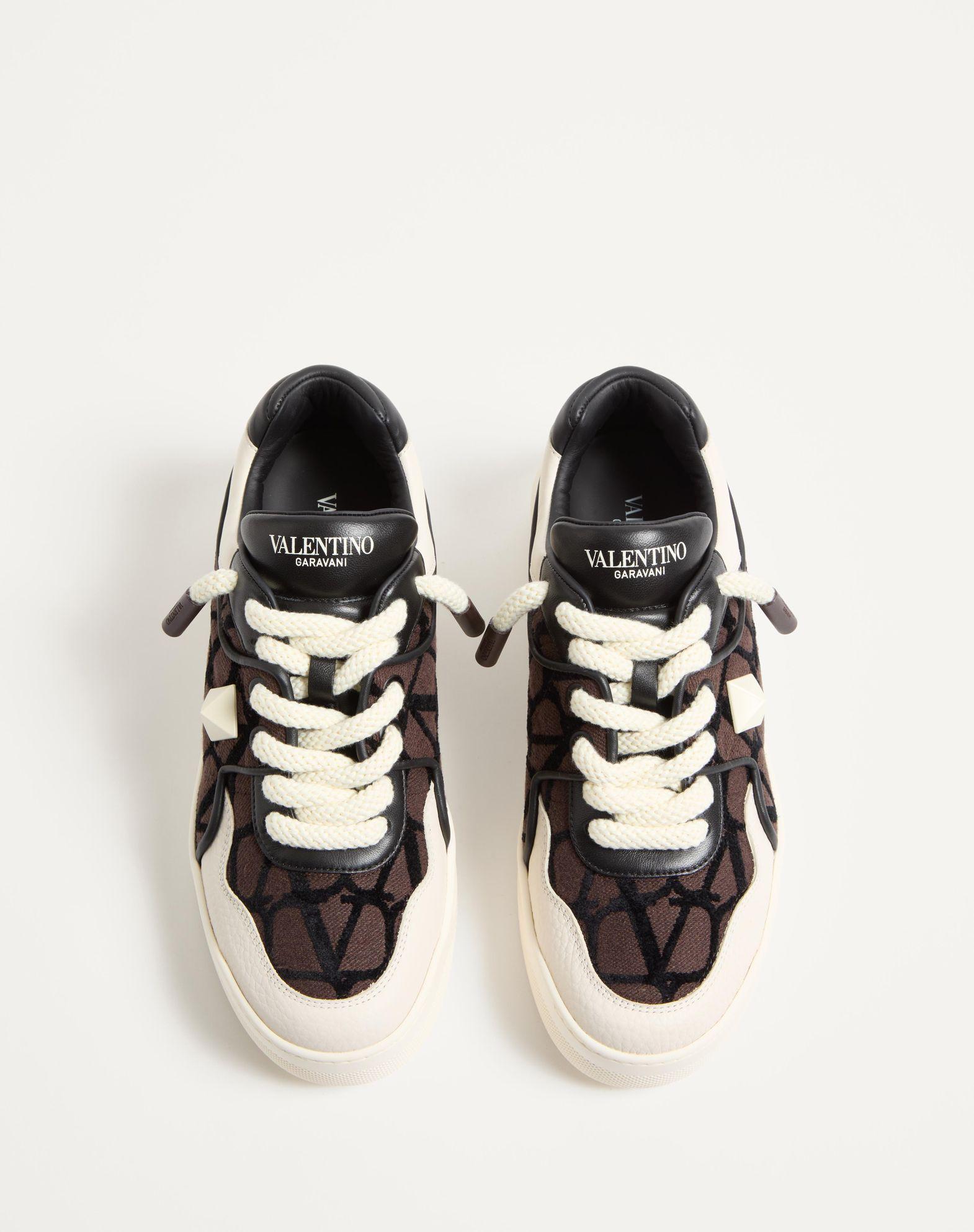 One Stud Xl Low-Top Sneaker In Nappa Leather And Toile Iconographe Fabric Product Image