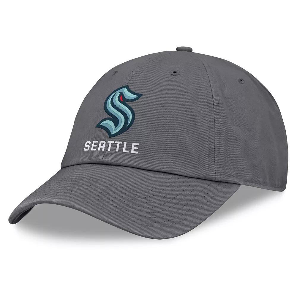 Men's Fanatics Charcoal Seattle Kraken Washed Adjustable Hat, Krk Charco Product Image
