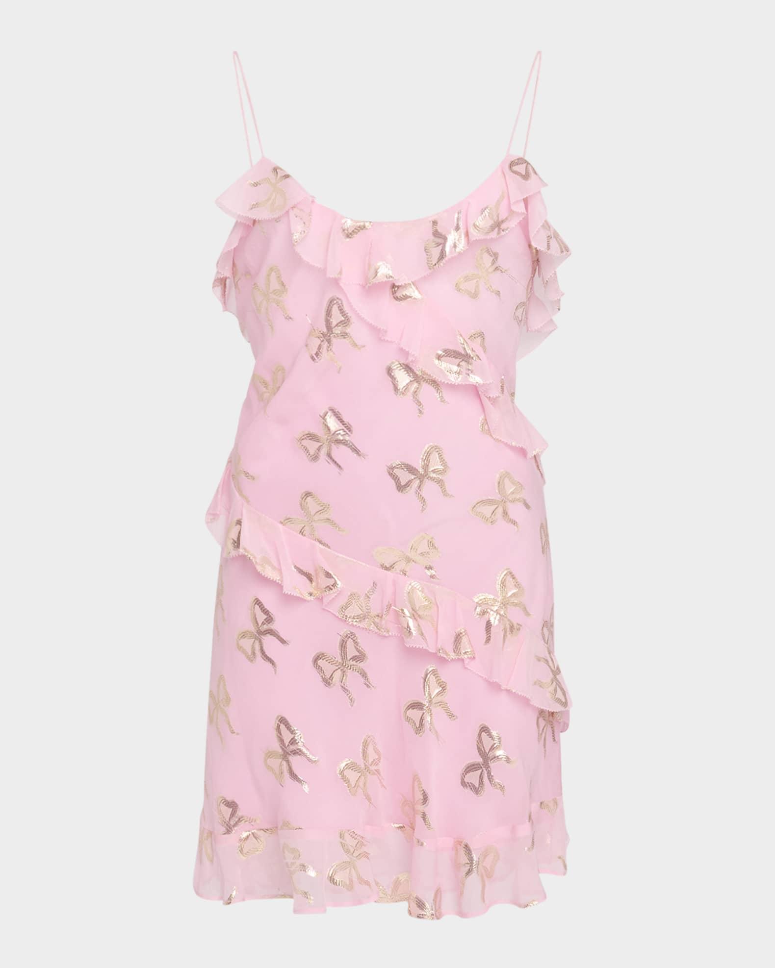 Lomina Silk Metallic Bow Mini Dress Product Image