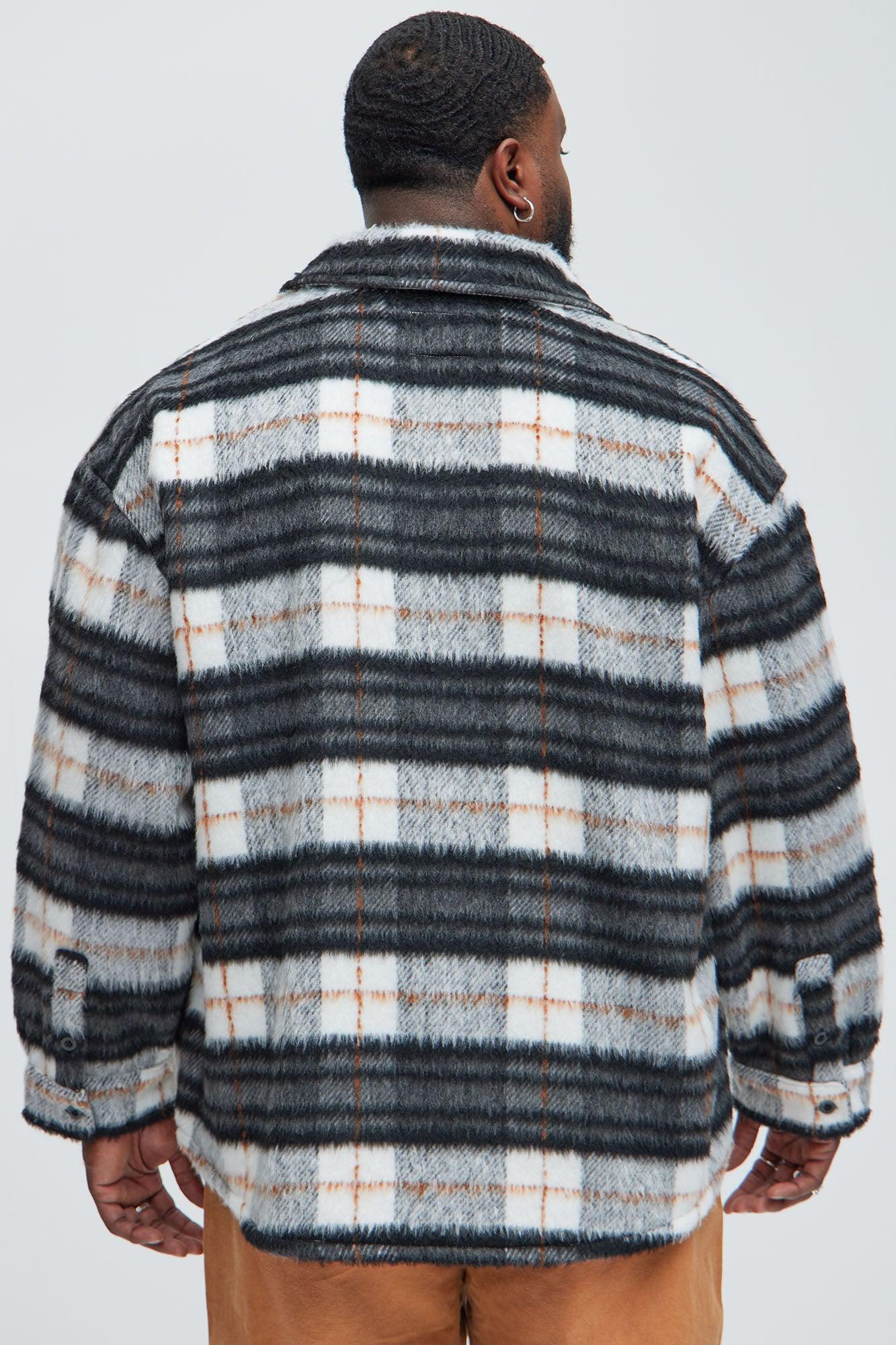 Move Up Plaid Shacket - Black/Grey Product Image