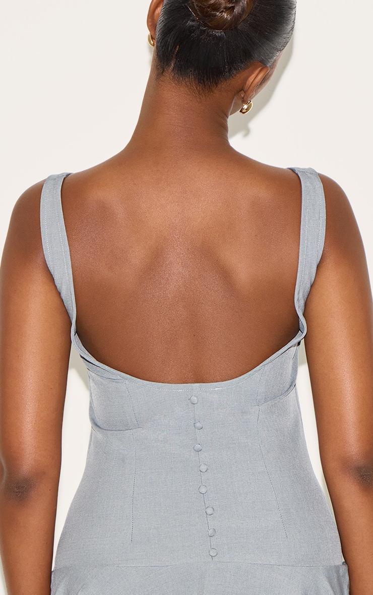 Charcoal Tailored Woven Scoop Back Shift Dress Product Image