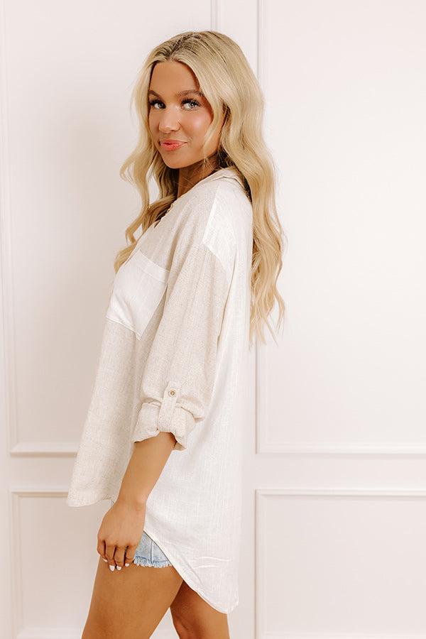 Beach Retreat Oversized Linen-Blend Button Up Product Image
