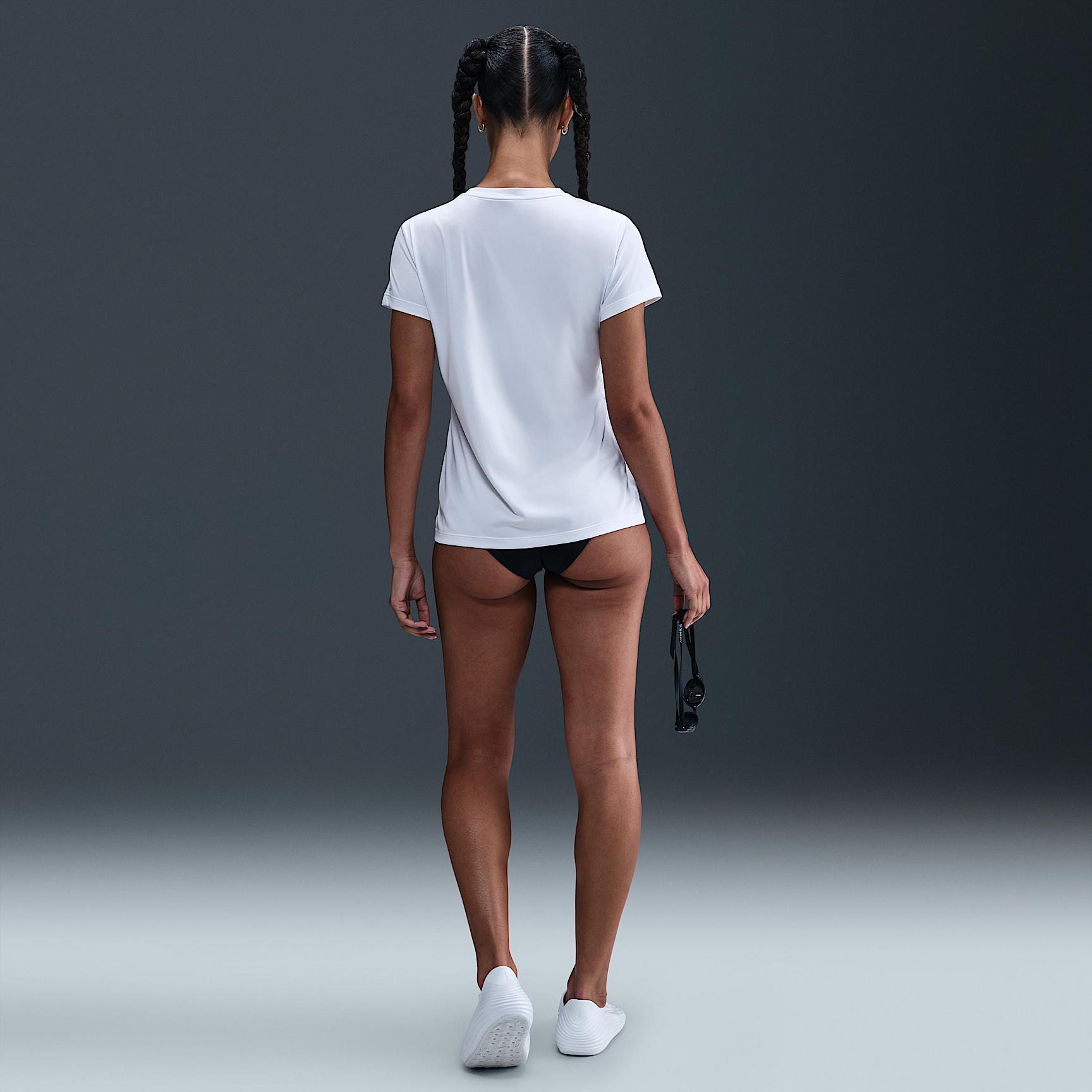 Nike Womens Swim Swoosh Hydroguard Short-Sleeve Top | NESSF326-100 Product Image