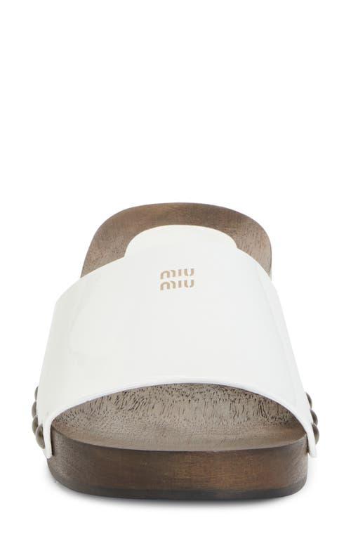 MIU MIU Wood Sole Flat Sandals With Studded Side In White Product Image