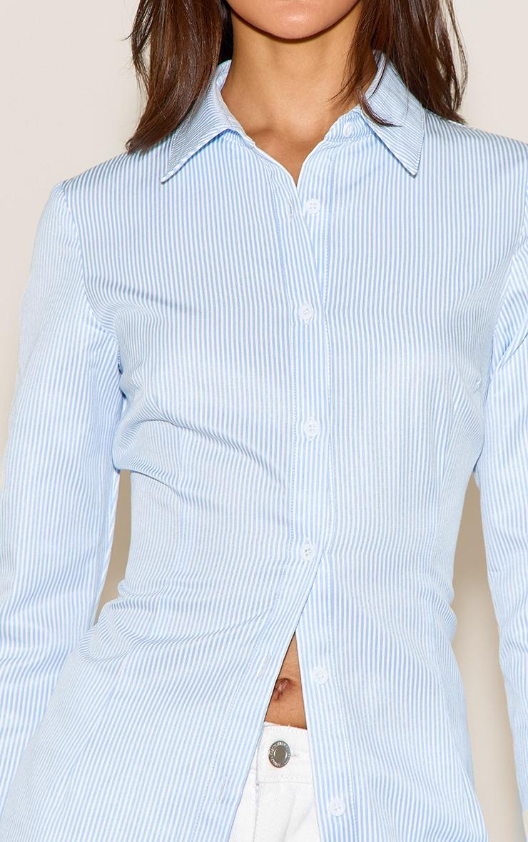 Blue Stripe Cotton Fitted Shirt Product Image