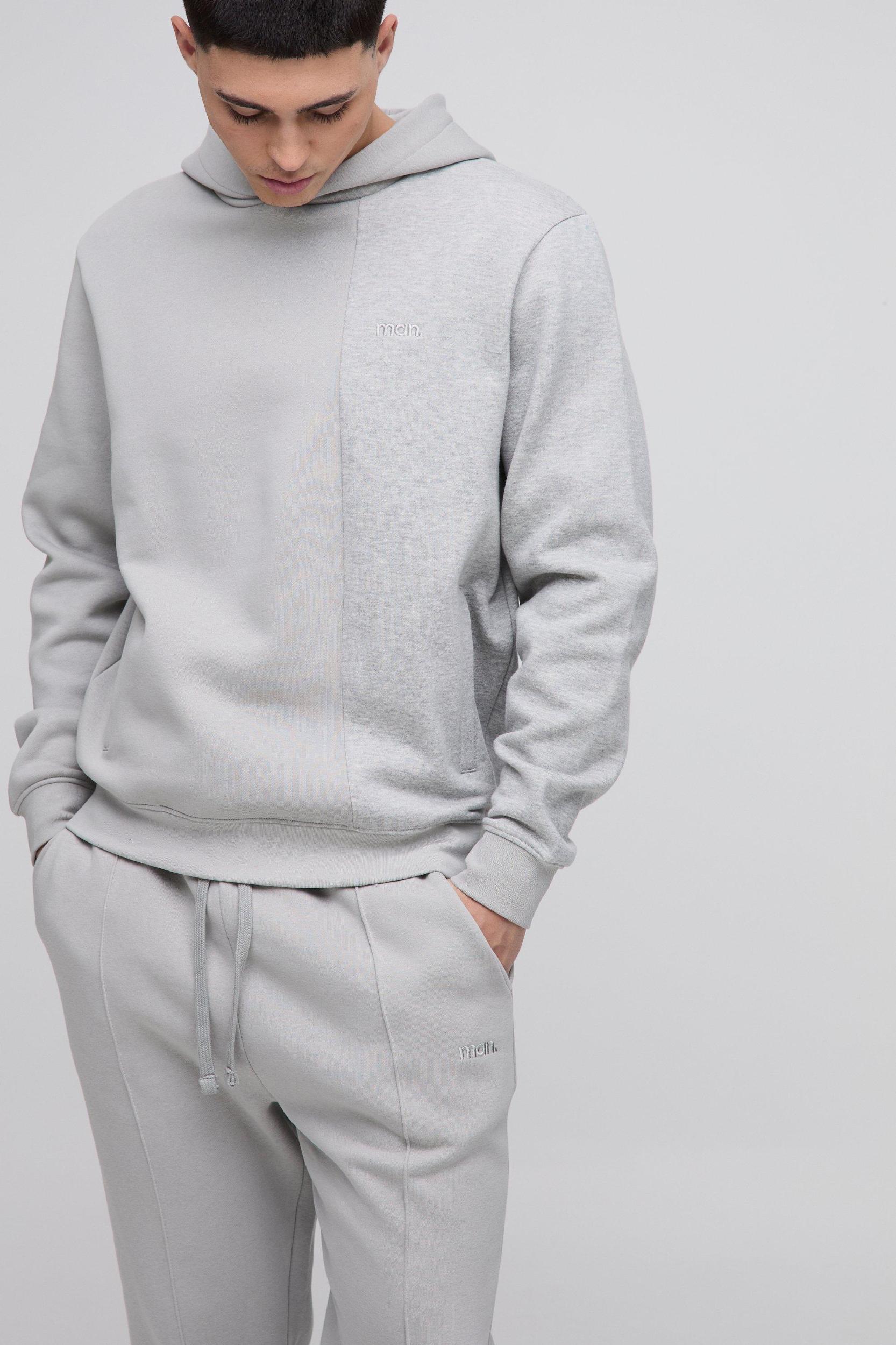 Regular Fit Man Tonal Panel Hooded Tracksuit | boohooMAN USA Product Image