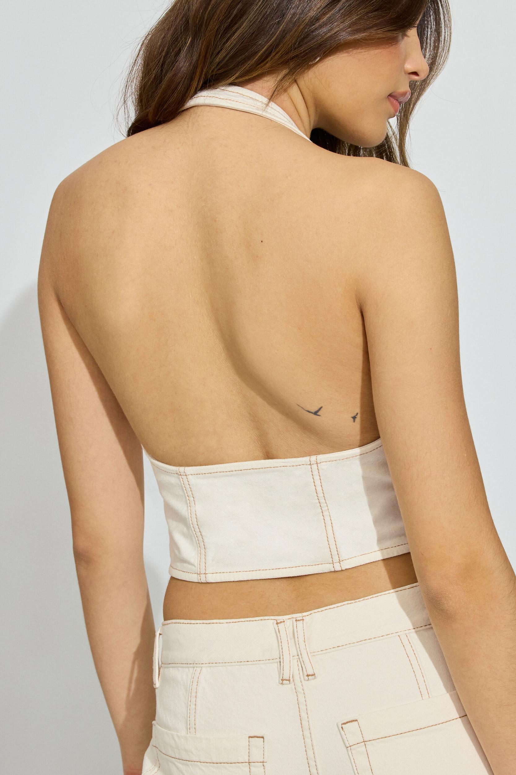 Buckled Denim Halter Top Product Image