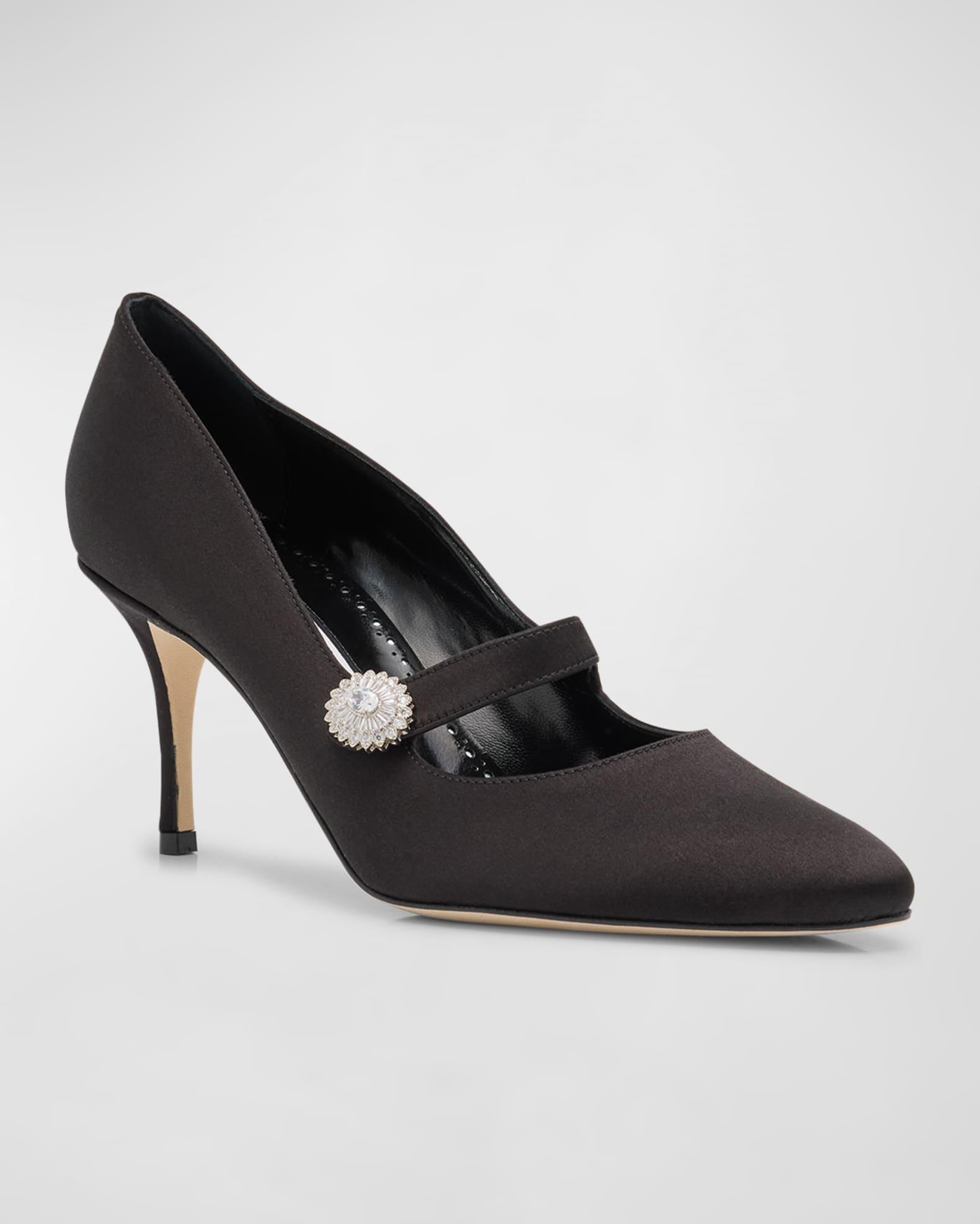 Satin Crystal Mary Jane Pumps Product Image