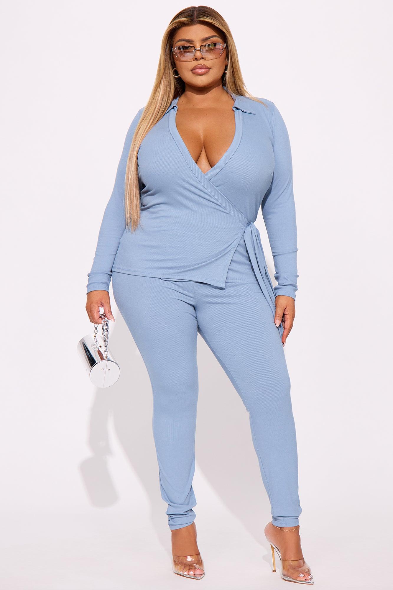 Cindy Wrap Top And Legging Set - Denim Product Image