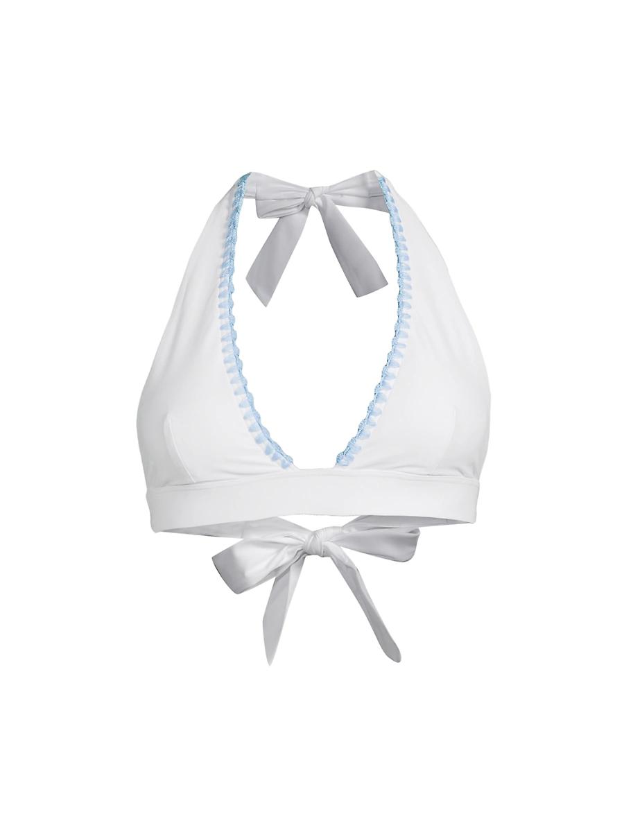 Womens Carvico Crochet-Trim Halterneck Bikini Top Product Image