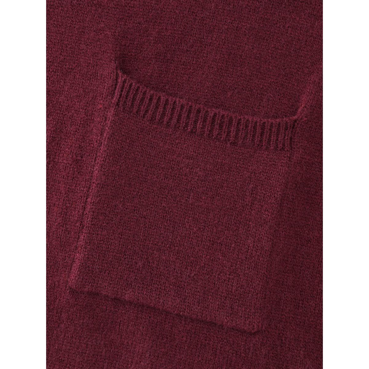 Plus Size Half-Zip Hooded Sleeveless Pocketed Pullover Burgundy Women Leisure Loose Sleeveless Hooded Casual Pullovers BloomChic 26/4X Product Image