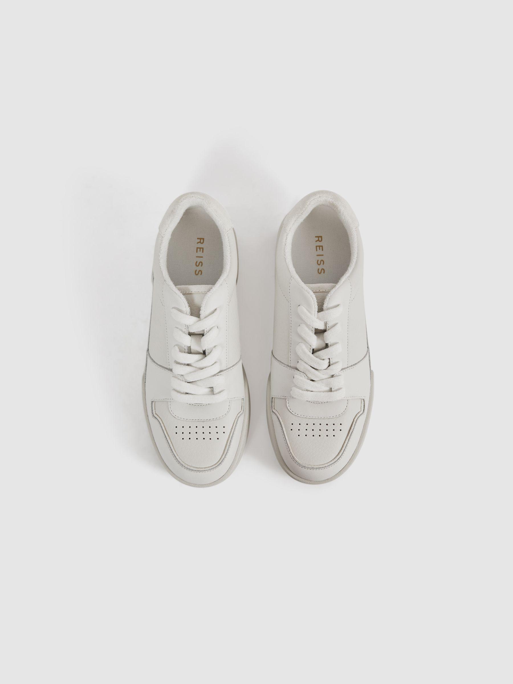 Leather Lace-Up Trainers in White Product Image
