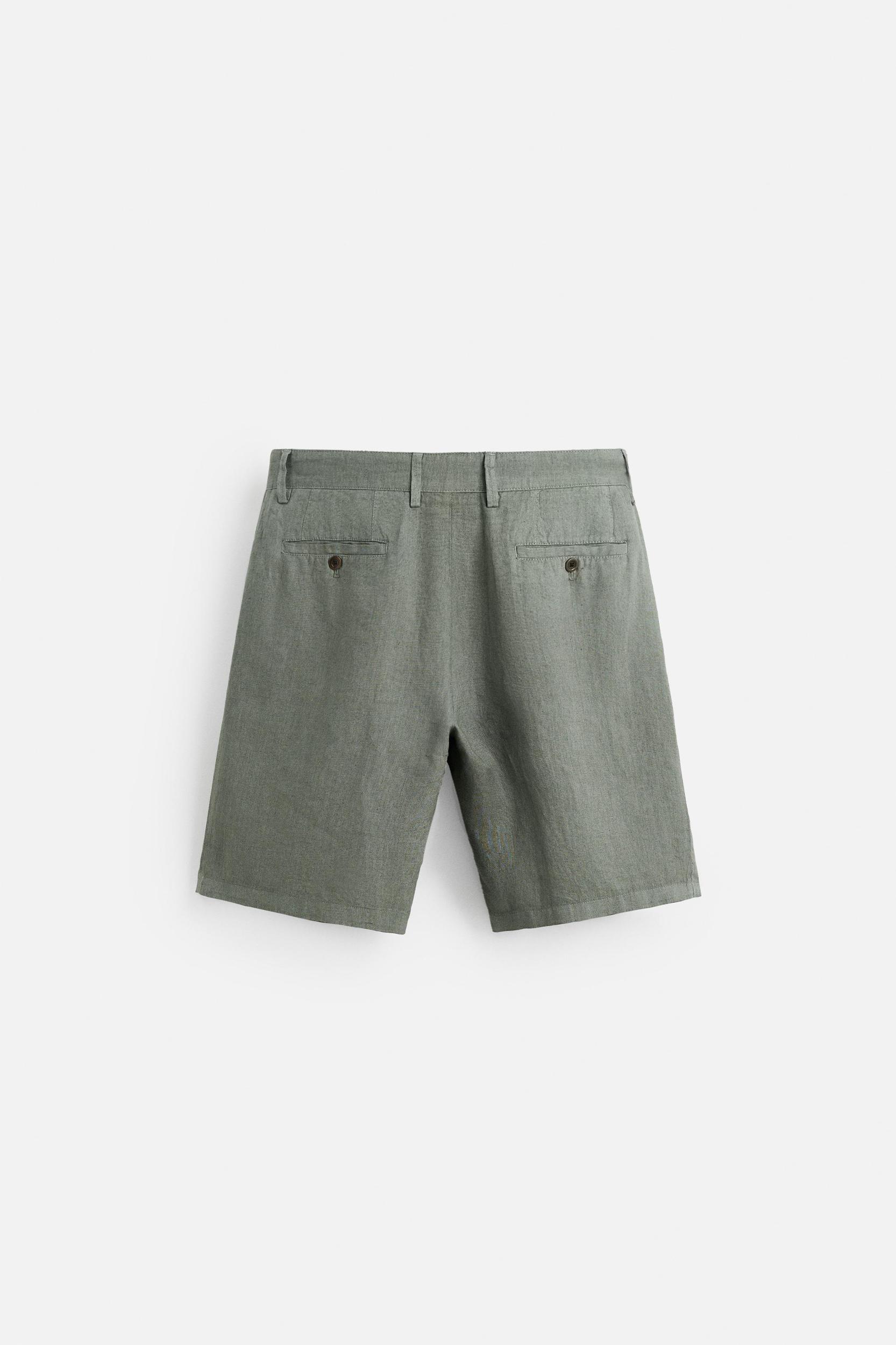 100% LINEN PLEATED SHORTS Product Image