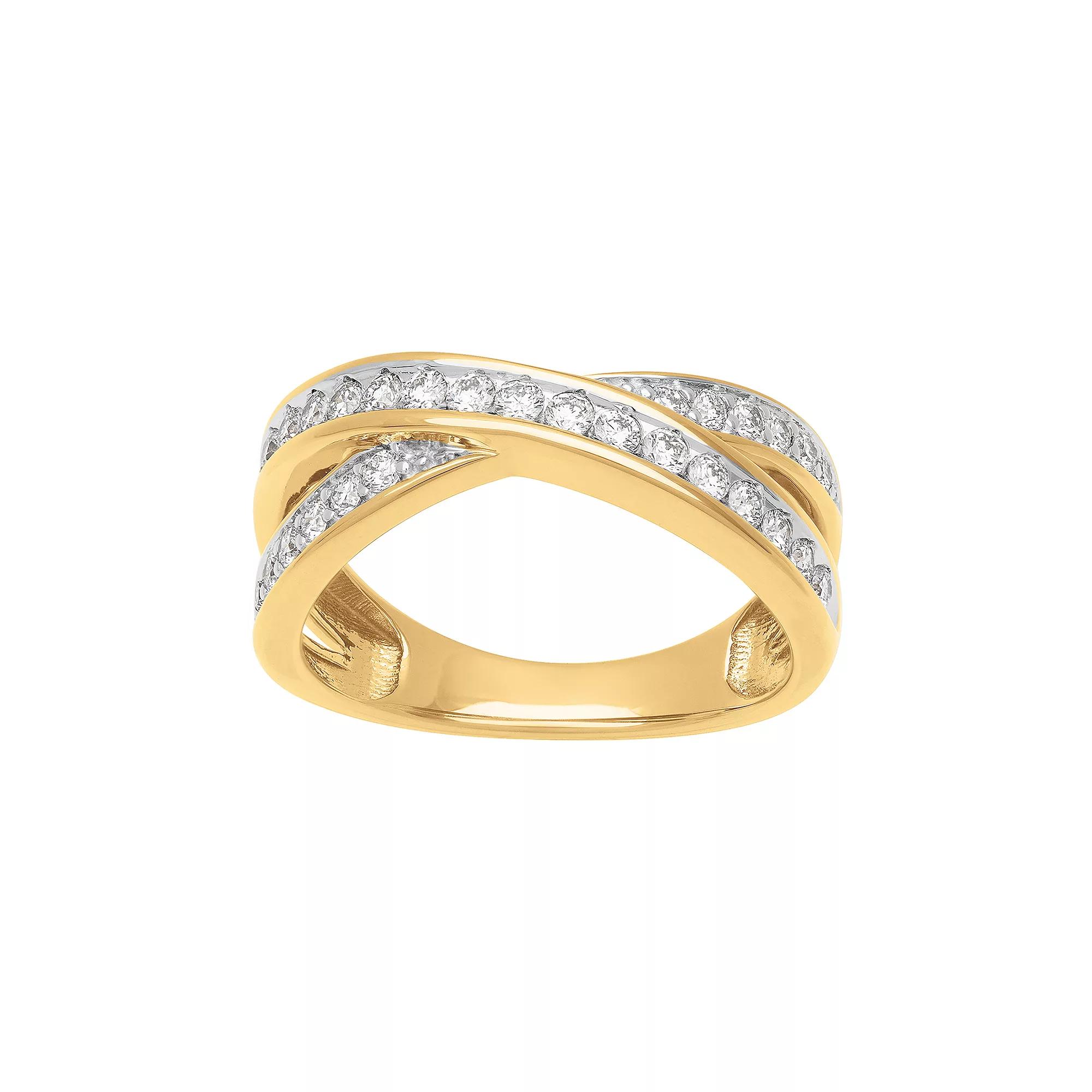 Love Always 18k Gold over Sterling Silver 1/2 Carat T.W. Lab-Grown Diamond Anniversary Band Ring, Women's, Size: 7, Gold Tone Product Image