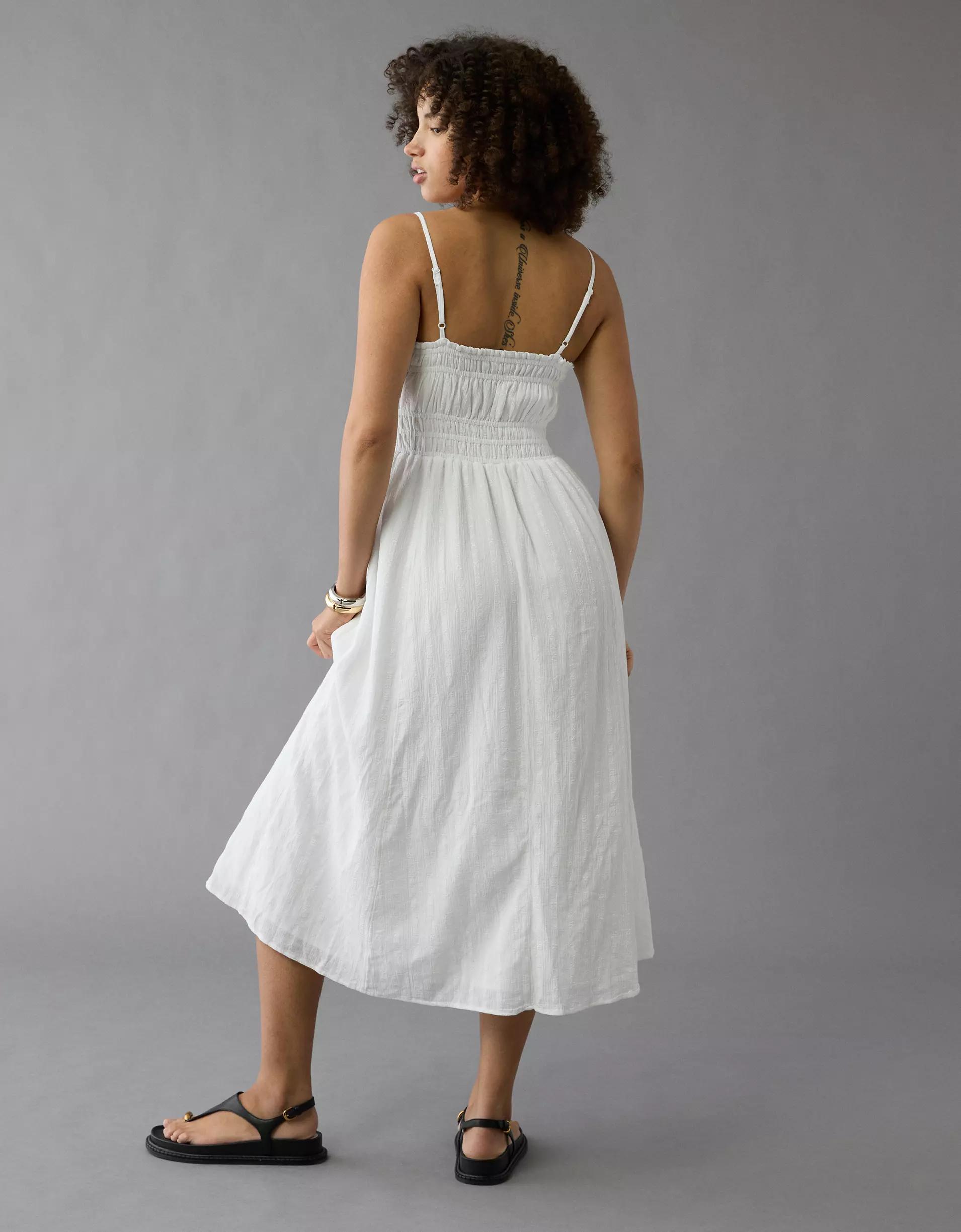 AE Ruched Button-Up Midi Dress Product Image