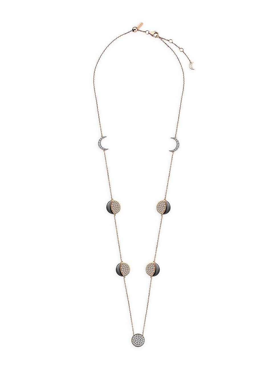 Womens Moonlight Lunar 18K Rose Gold & 1.72 TCW Diamond Station Necklace Product Image