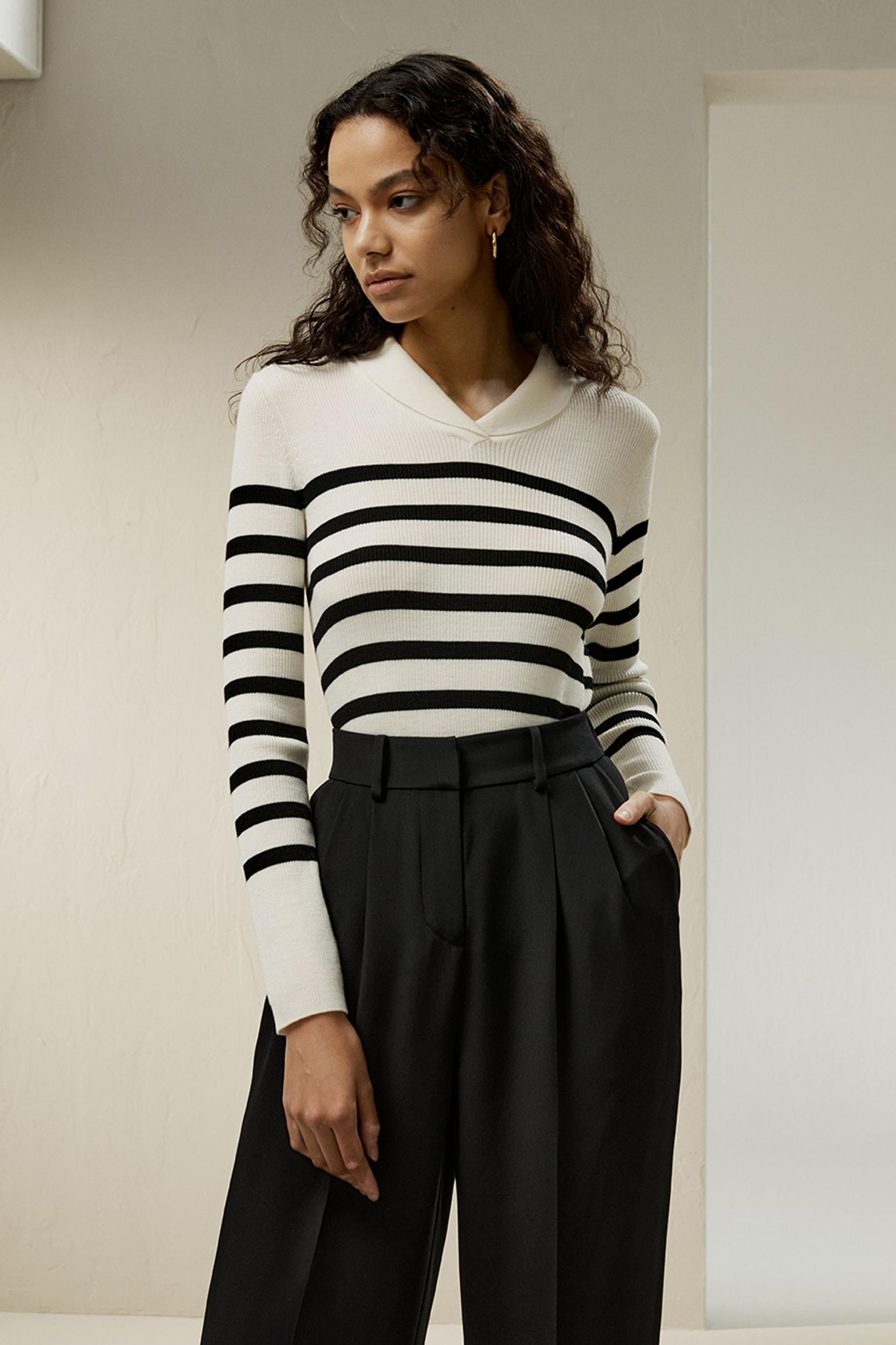 Striped Ultra-fine Merino Wool Sweater Product Image