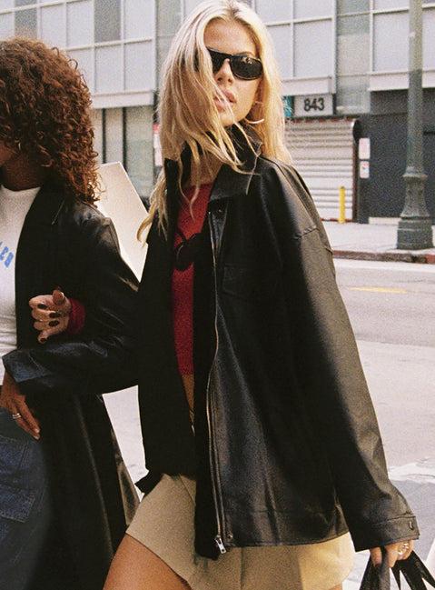 Callie Faux Leather Jacket Black Product Image