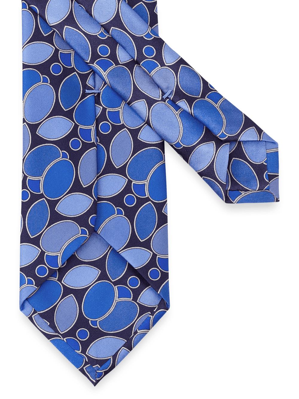 Medallion Printed Italian Silk Tie - Blue Product Image