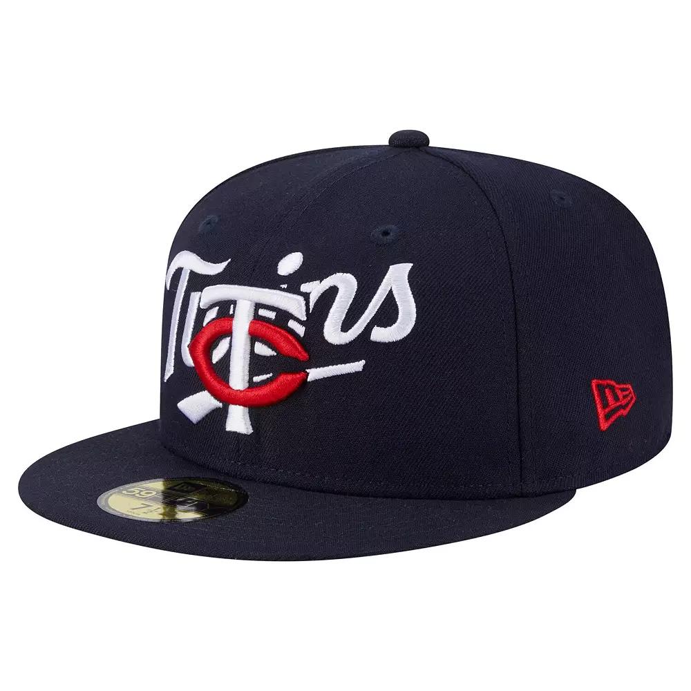 Men's New Era Navy Minnesota Twins Overlap 59FIFTY Fitted Hat,  Product Image