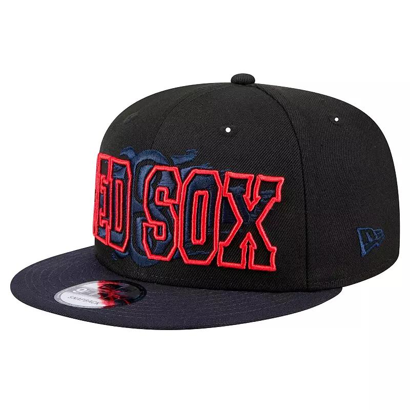 Men's New Era Black Boston Red Sox Splatter 9FIFTY Snapback Hat Product Image