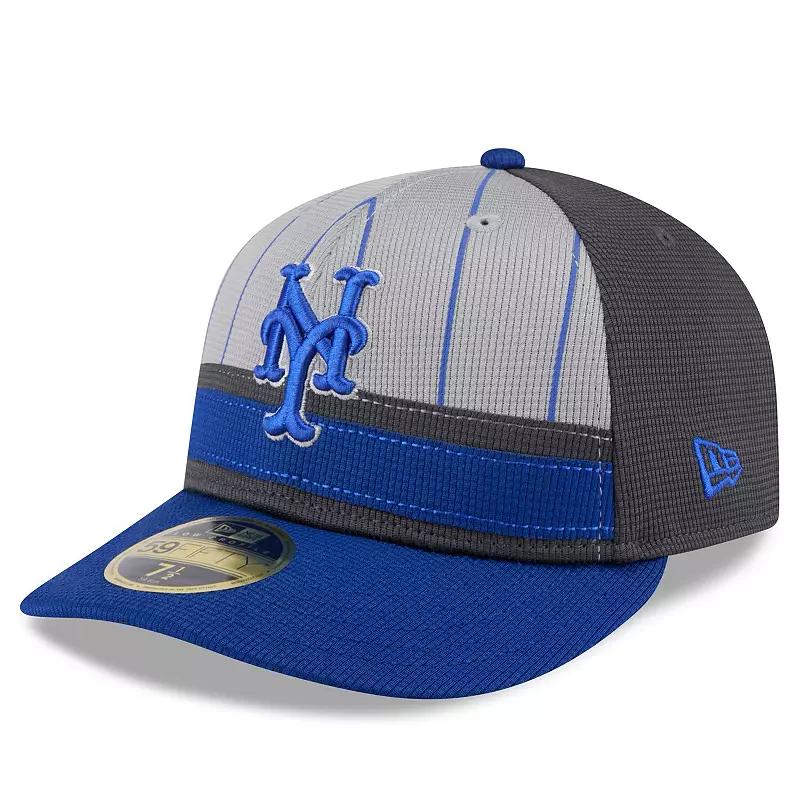 Men's New Era  Gray/Royal New York Mets 2025 Batting Practice Low Profile 59FIFTY Fitted Hat, Size: 7 5/8, Grey Product Image