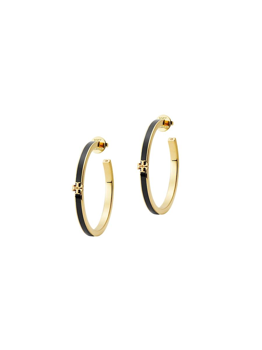 Womens 18K Gold-Plated & Enamel Kira Hoop Earrings Product Image