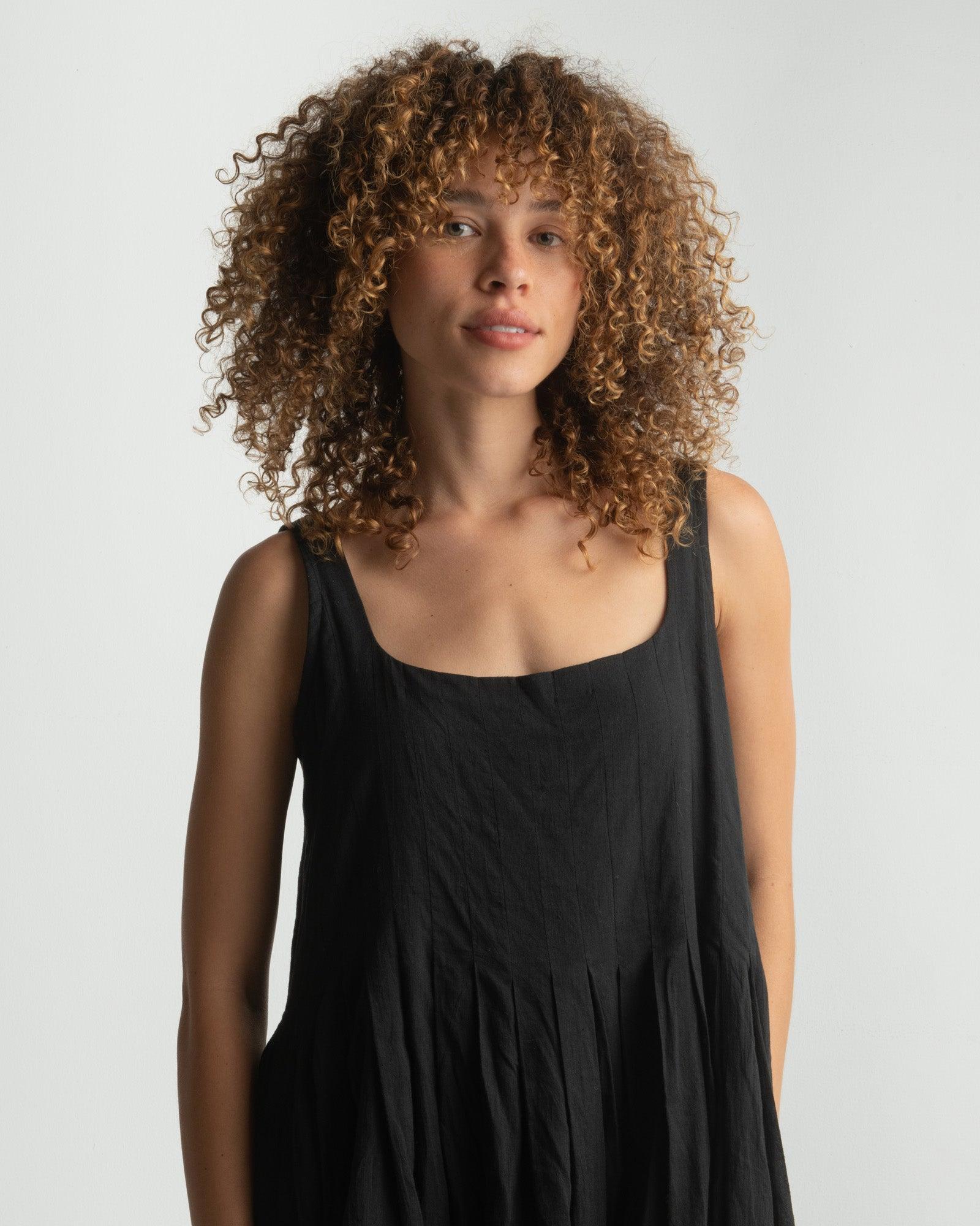 Black Cascade Midi Dress Product Image