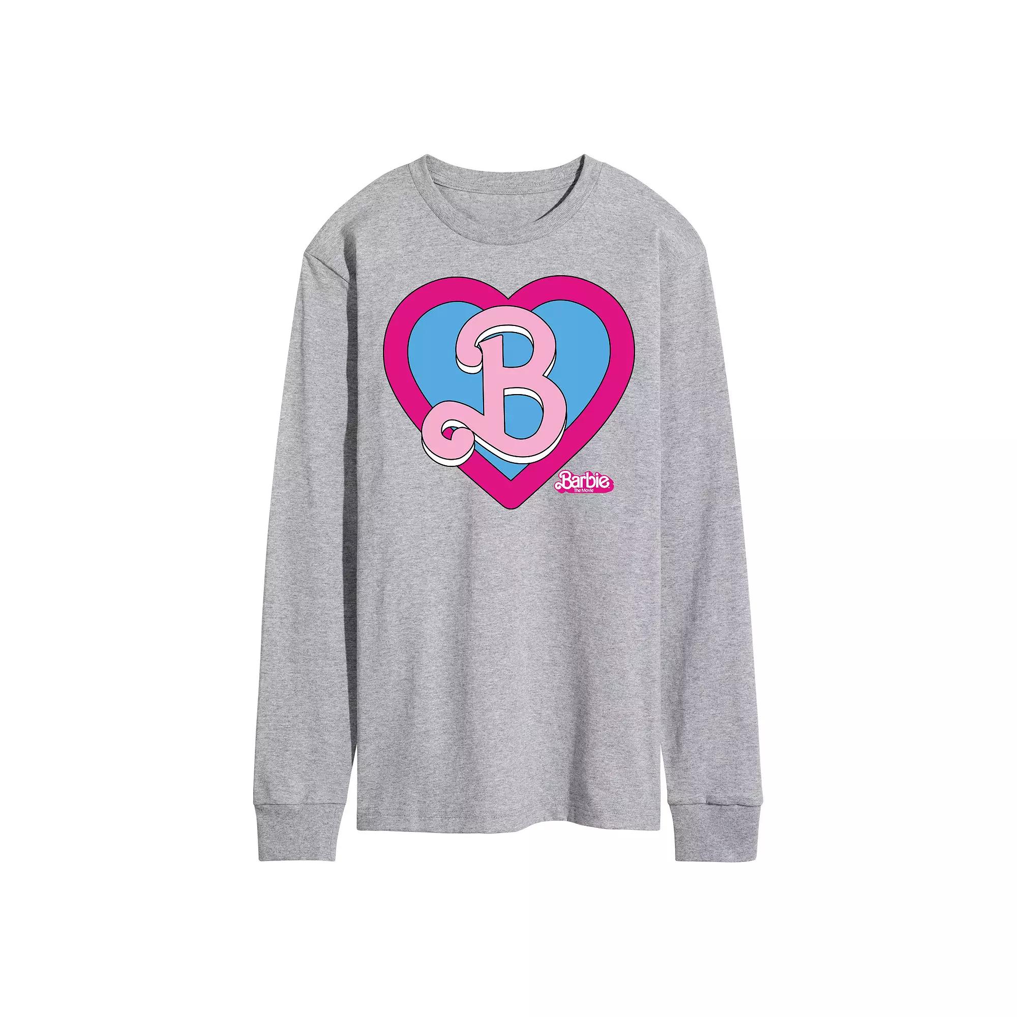 Men's Barbie Theatrical Heart Crest Long Sleeve Graphic Tee,  Product Image