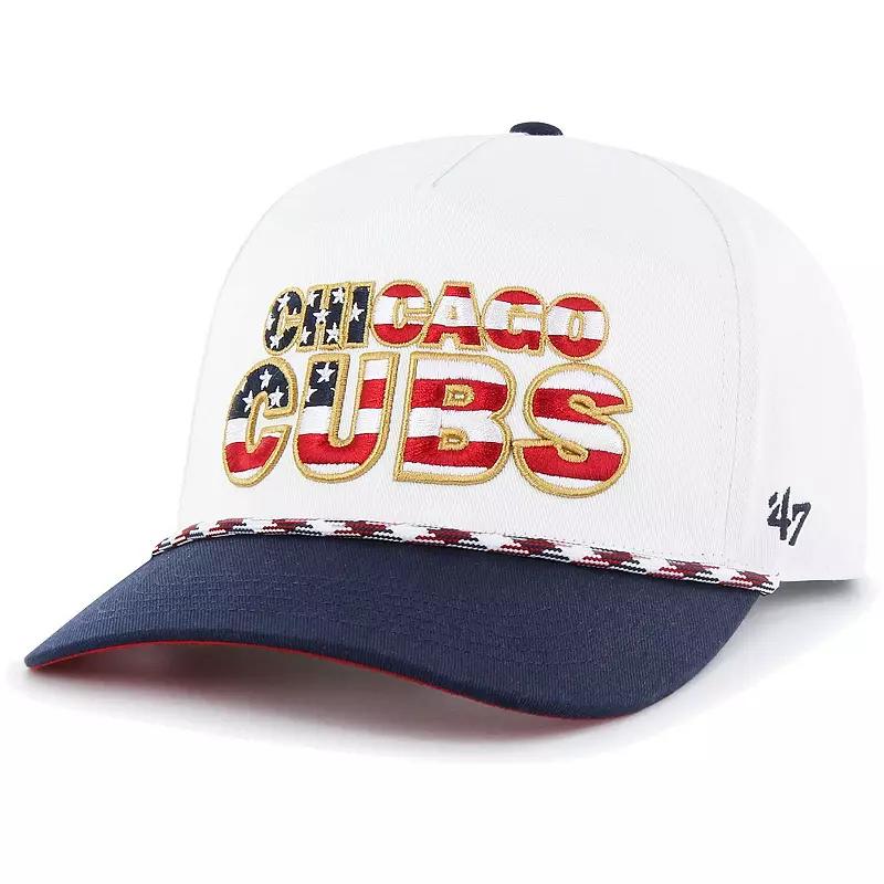 Men's '47 White Chicago Cubs Flag Script Hitch Snapback Hat Product Image