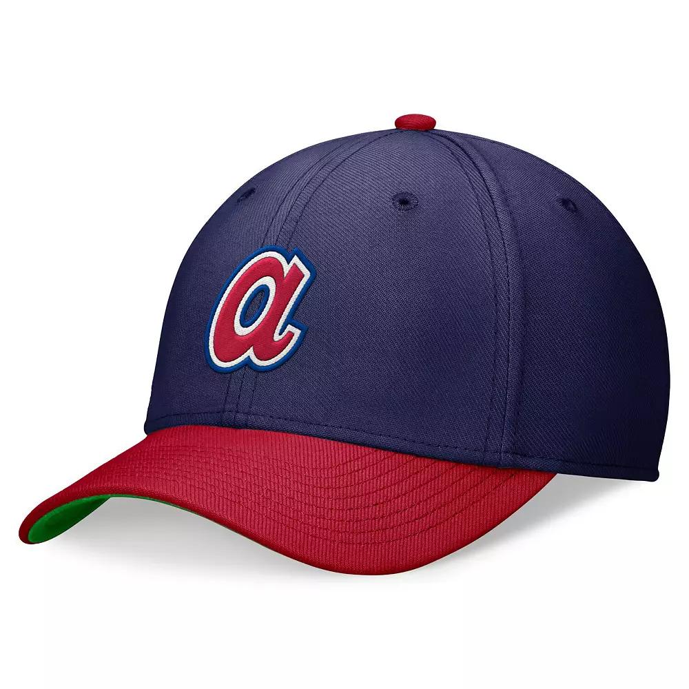 Men's Nike Navy/Red Atlanta Braves Cooperstown Collection Rewind Swooshflex Performance Hat,  Product Image