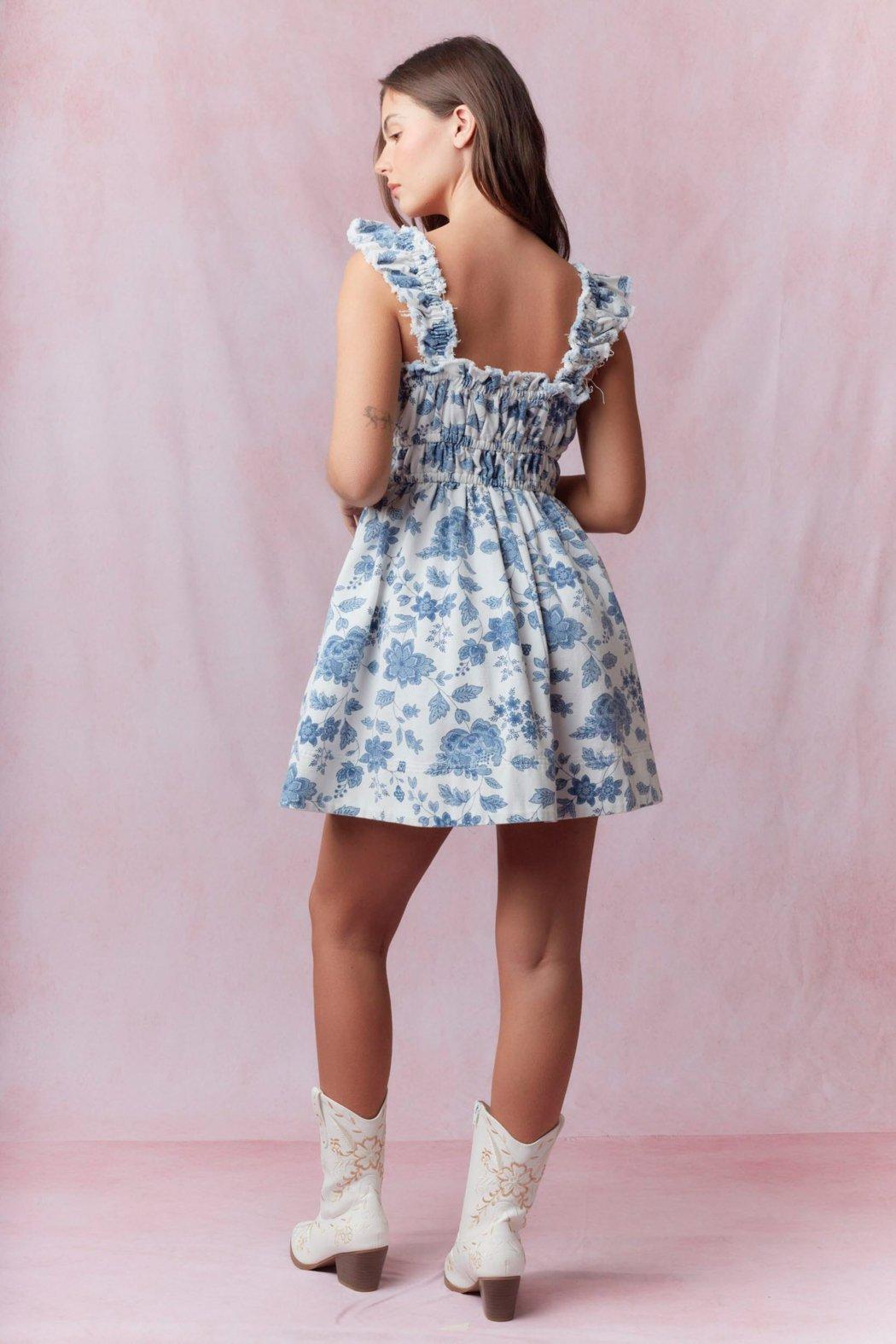 Petal Rush Denim Mini Dress Product Image