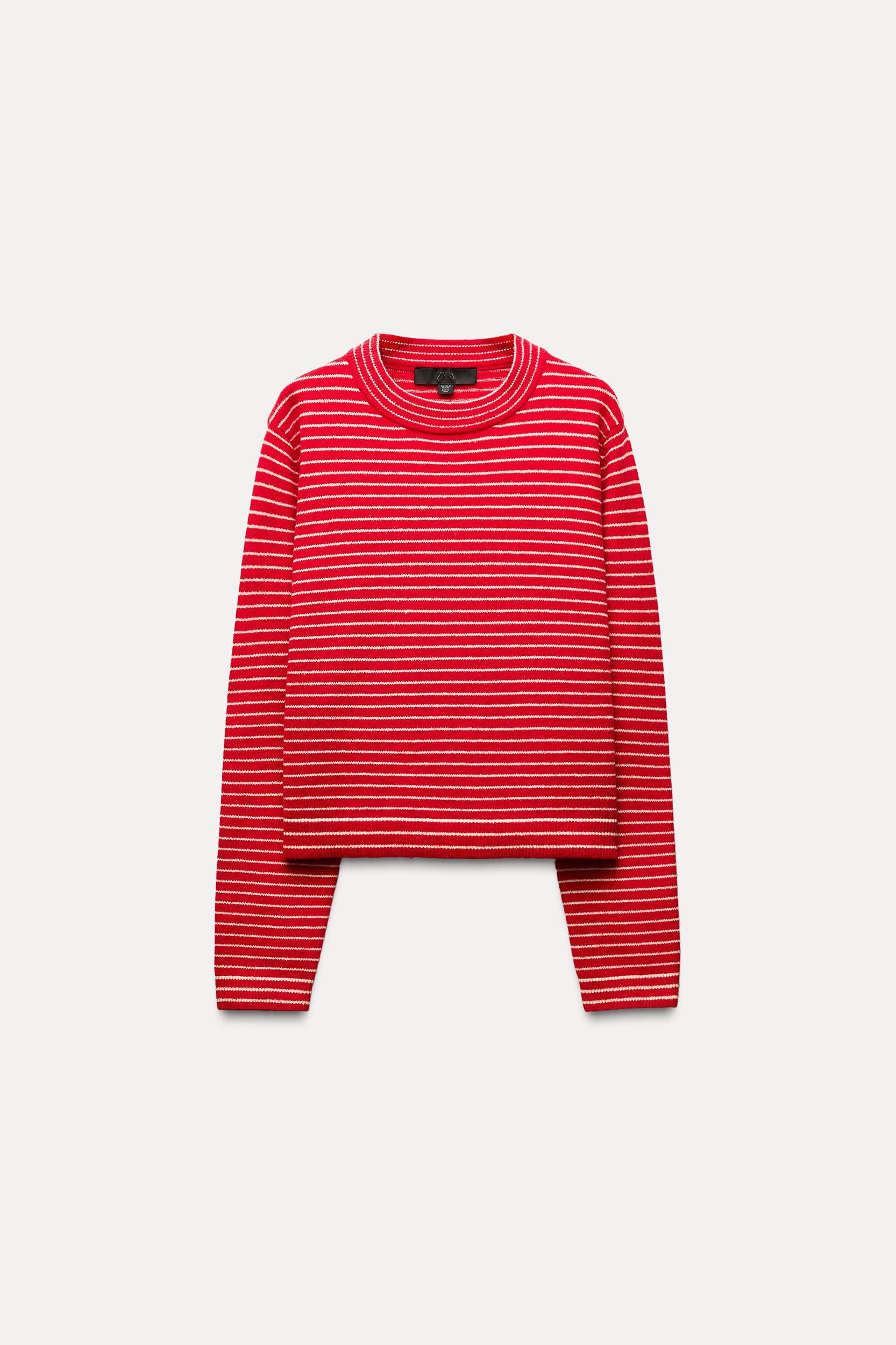 SHORT STRIPED KNIT SWEATER Product Image