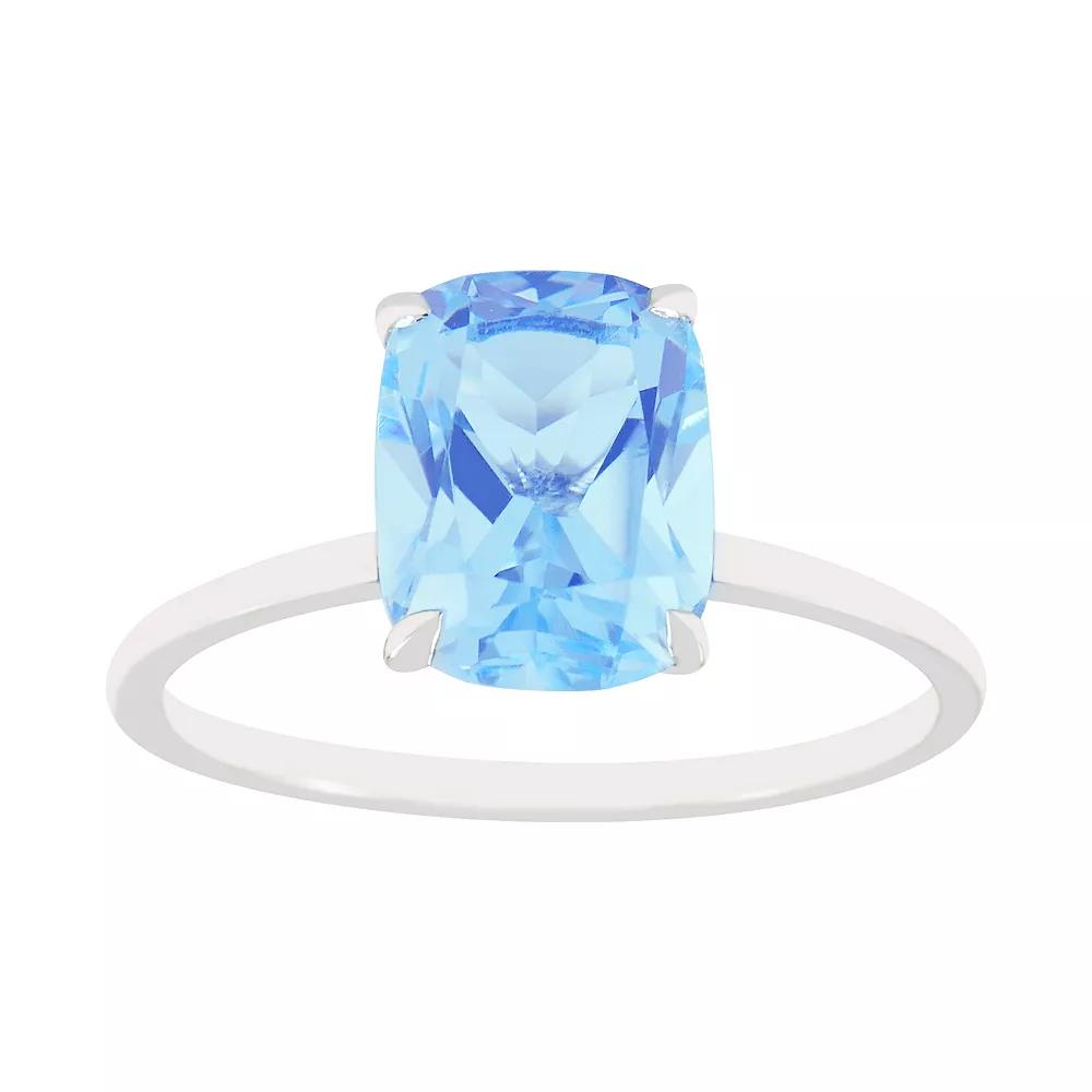 SIRI USA by TJM Sterling Silver Simulated Blue Quartz Rectangular Statement Ring, Women's,  Product Image