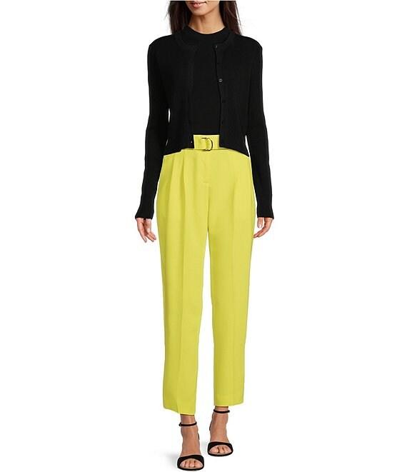 BOSS by Hugo Boss Fahara Solid Knit Crew Neck Button Front Cardigan Product Image