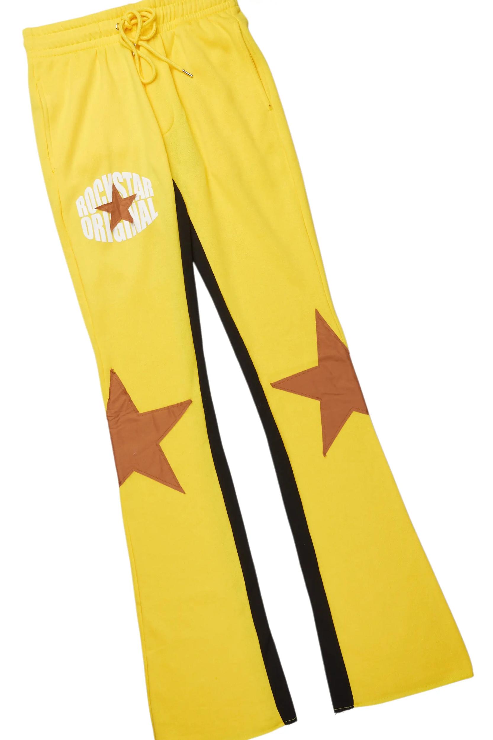 States Yellow Baggy Stacked Hoodie Track Set Male Product Image